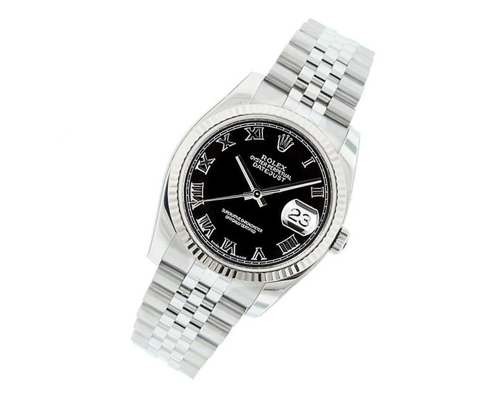 Rolex Datejust 116234, Black Dial, Certified and Warranty In Excellent Condition In Miami, FL