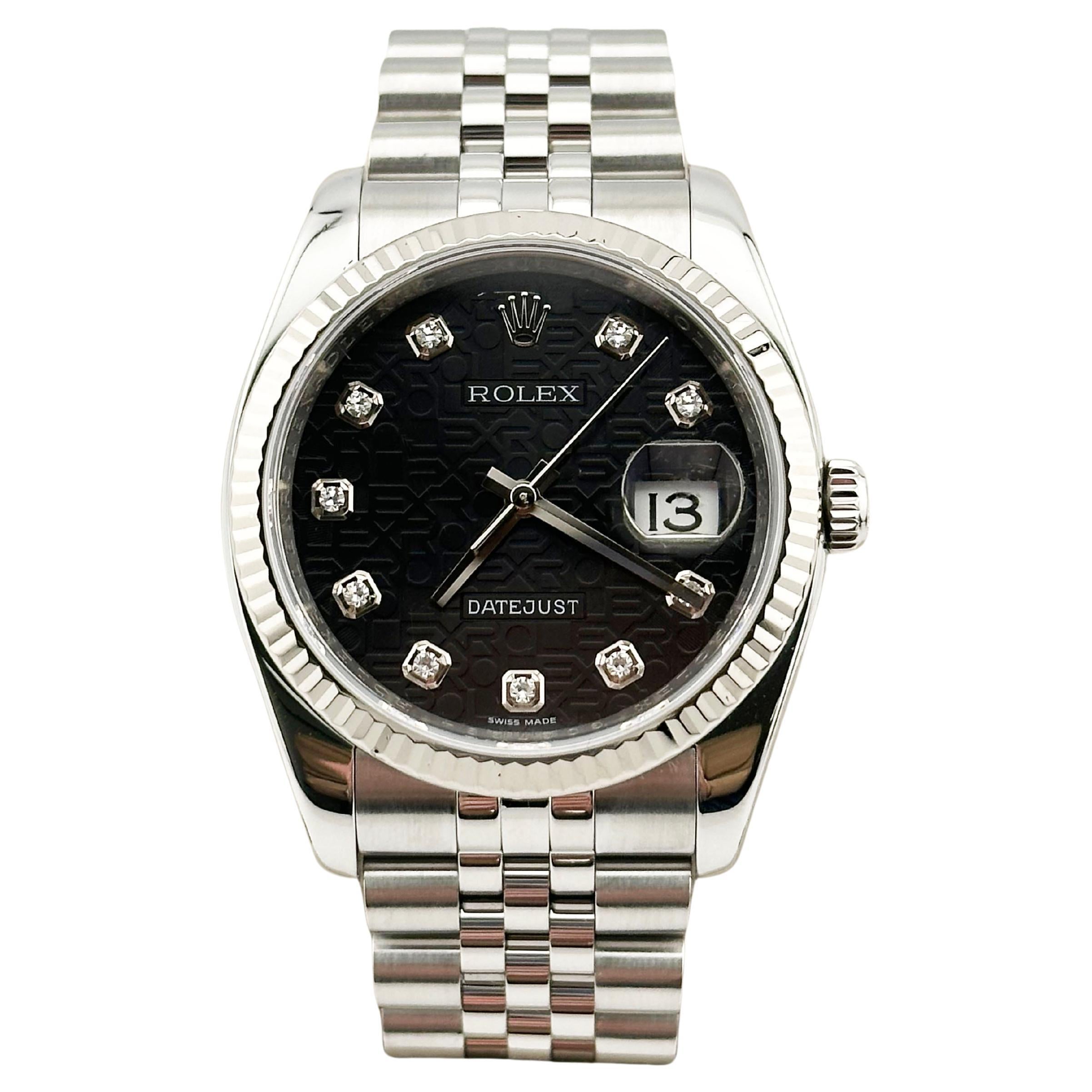 Rolex Datejust 116234 36mm Jubileo Negro Esfera Diamante Acero Inoxidable