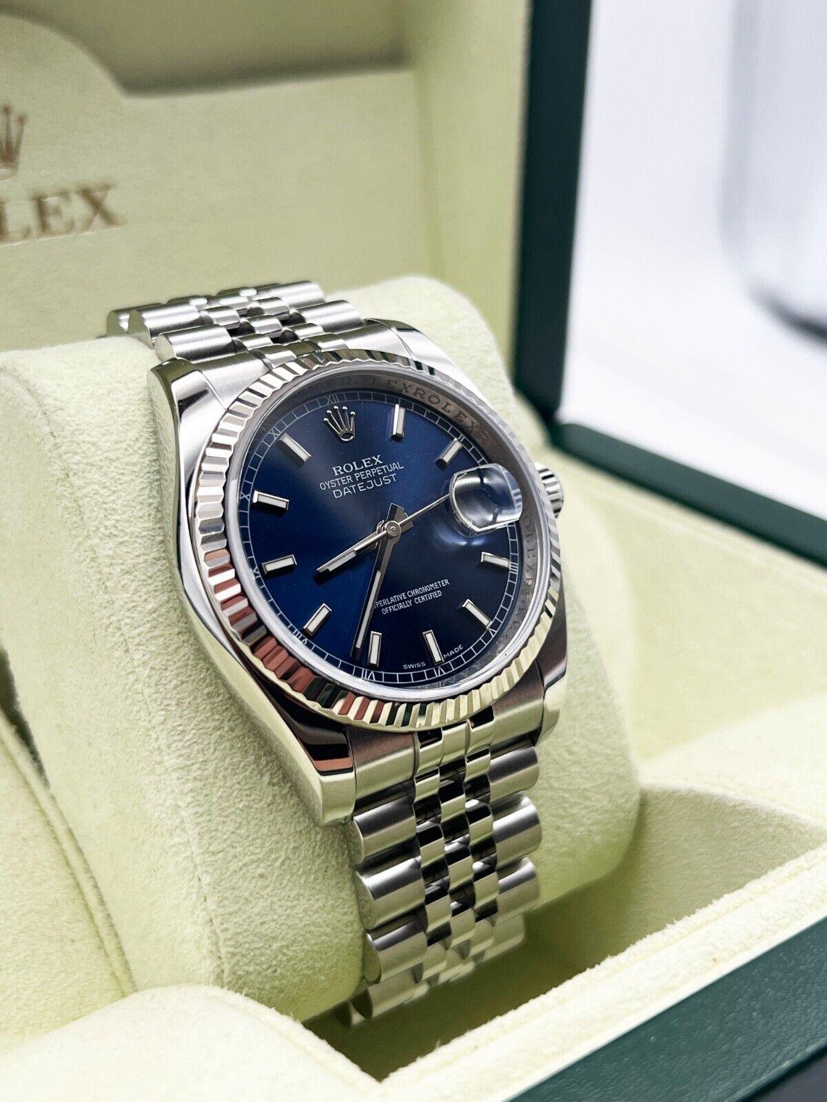 Rolex Datejust 116234 Blaues Zifferblatt Edelstahl-Kastenpapier 2010 im Zustand „Hervorragend“ in San Diego, CA