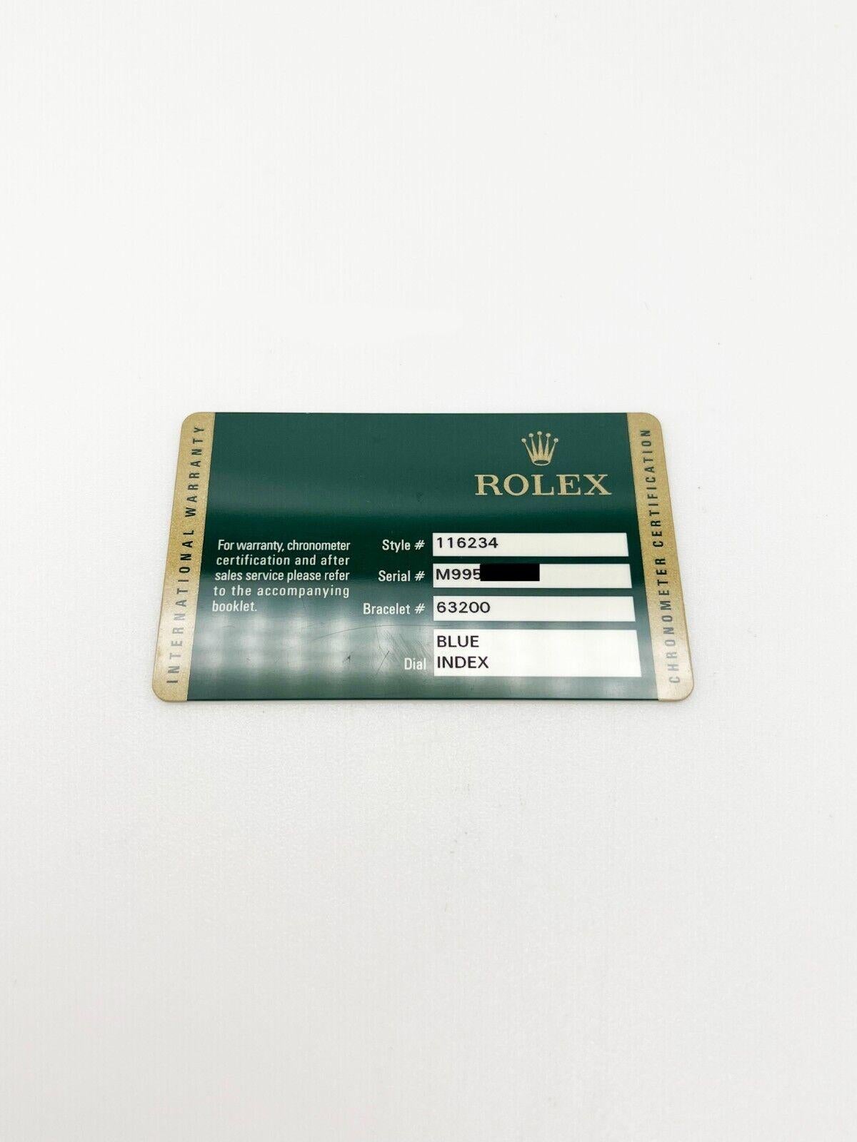 Rolex Datejust 116234 Blaues Zifferblatt Edelstahl-Kastenpapier 2010 4