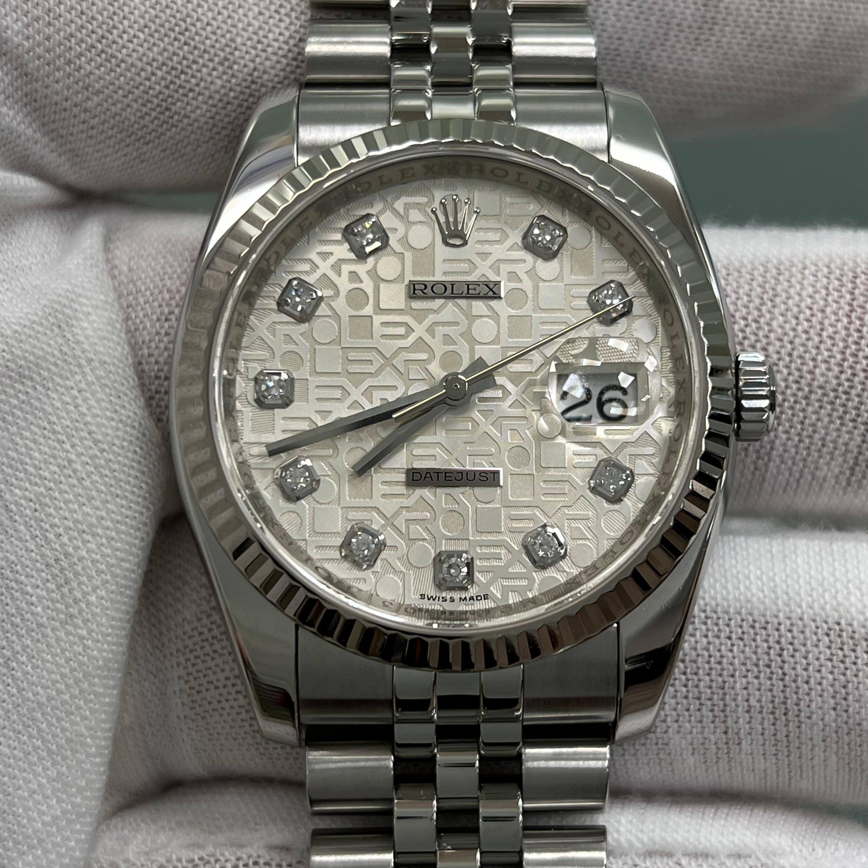 Rolex Datejust 116234 Factory Jubilee Diamond Dial Stainless Steel 18K Gold 36mm For Sale 6