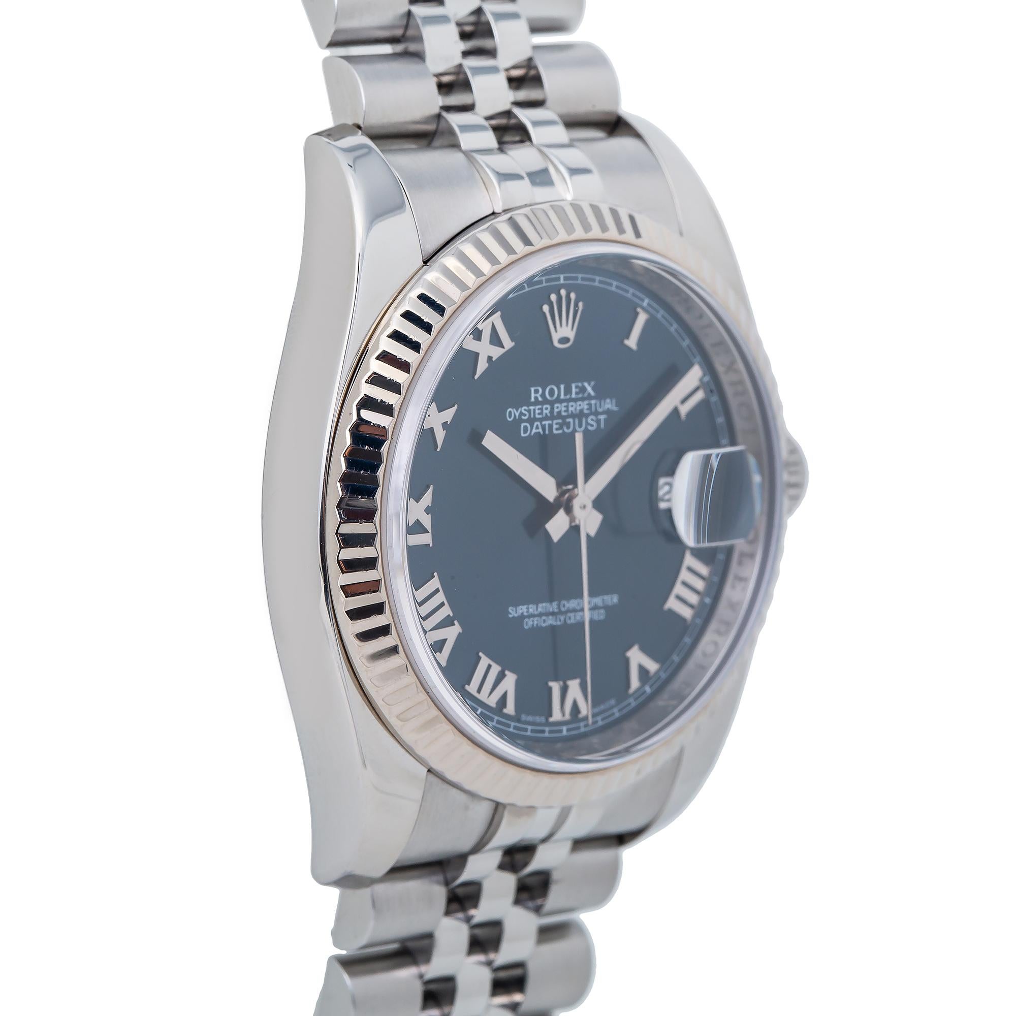 Rolex Datejust 116234 Jubilee Unisex Automatic Watch Blue Dial Stainless In Good Condition In Miami, FL