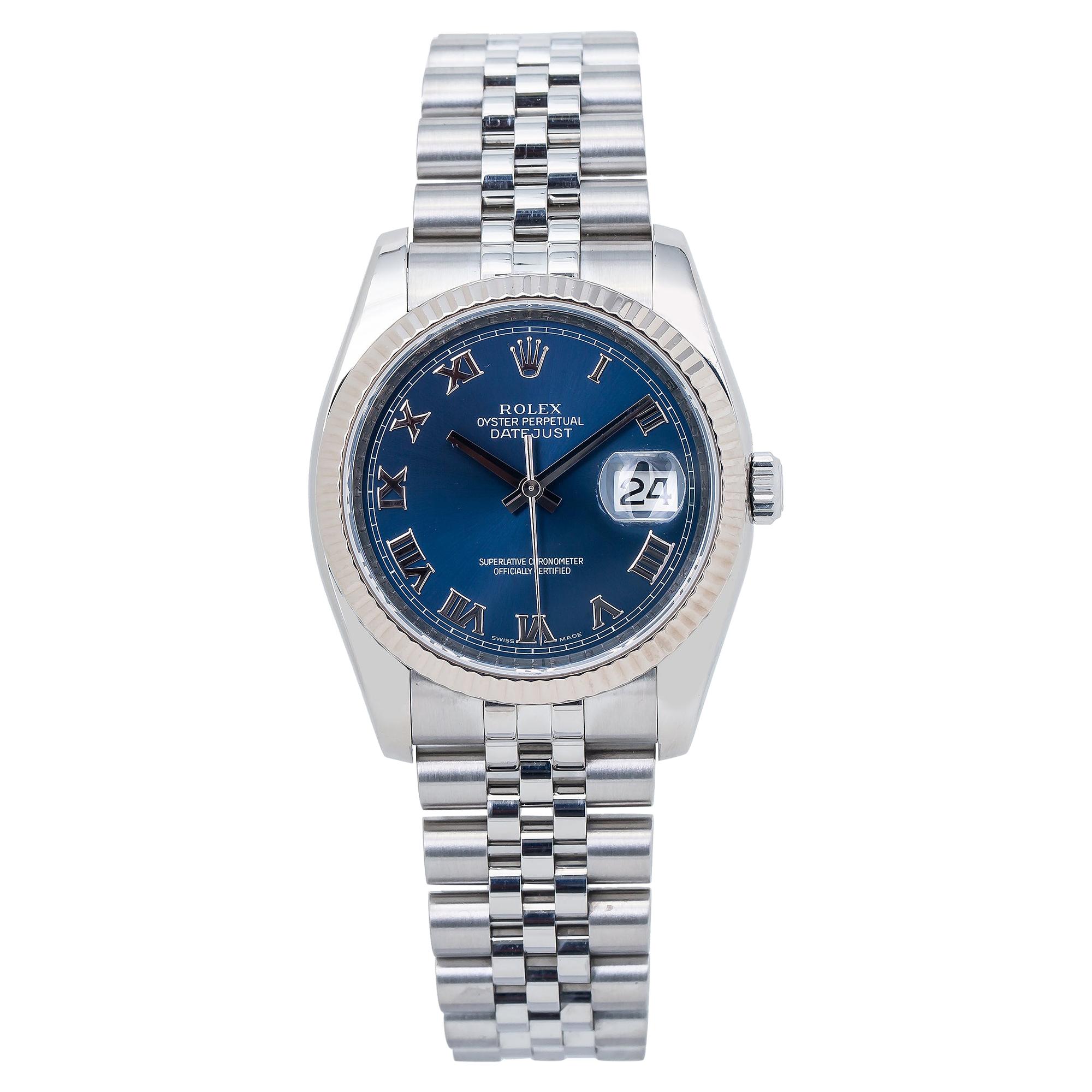 Rolex Datejust 116234 Jubilee Unisex Automatic Watch Blue Dial Stainless
