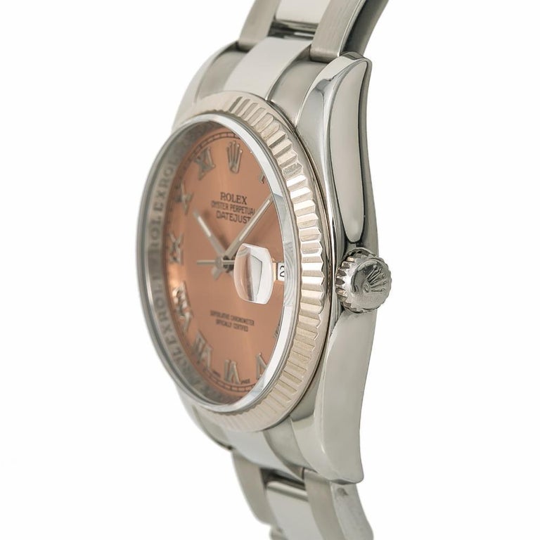 Rolex Datejust 116234 Menâs Automatic Watch Salmon Dial with Box and Papers For Sale at 1stdibs