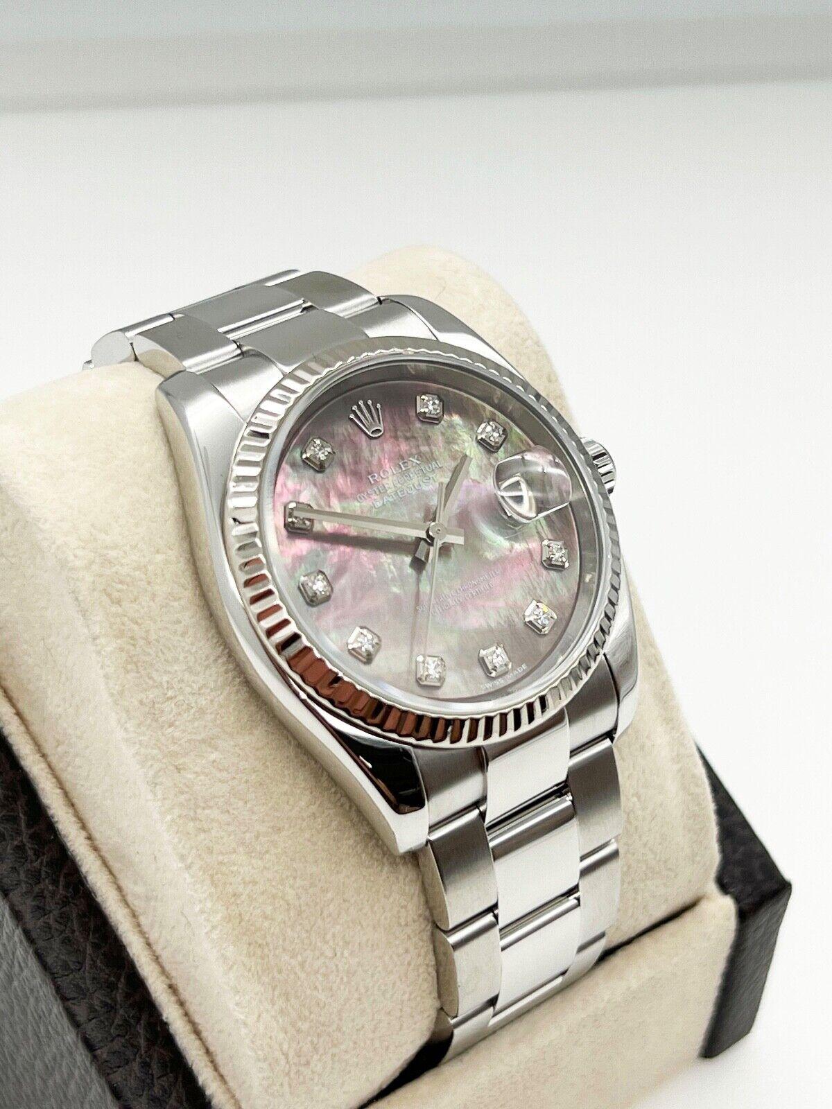 Rolex Montre Datejust 116234 MOP avec cadran en acier inoxydable et diamants en vente 1