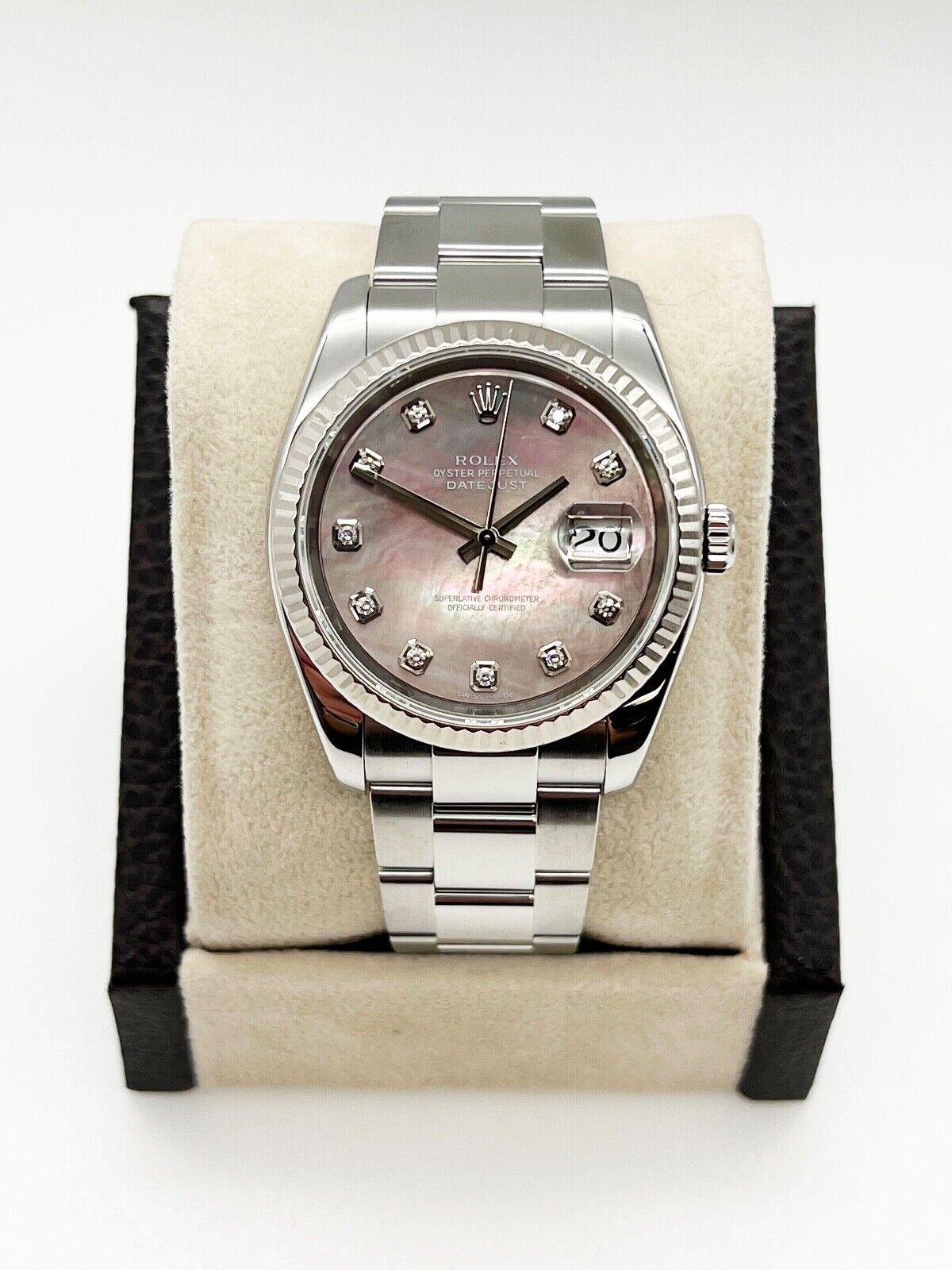 Rolex Montre Datejust 116234 MOP avec cadran en acier inoxydable et diamants en vente 2