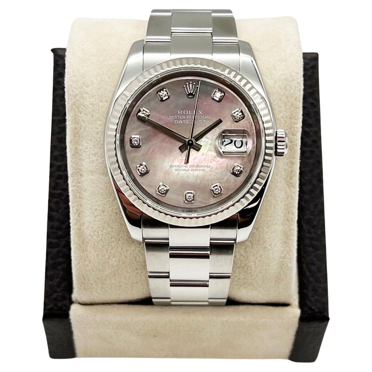 Rolex Montre Datejust 116234 MOP avec cadran en acier inoxydable et diamants