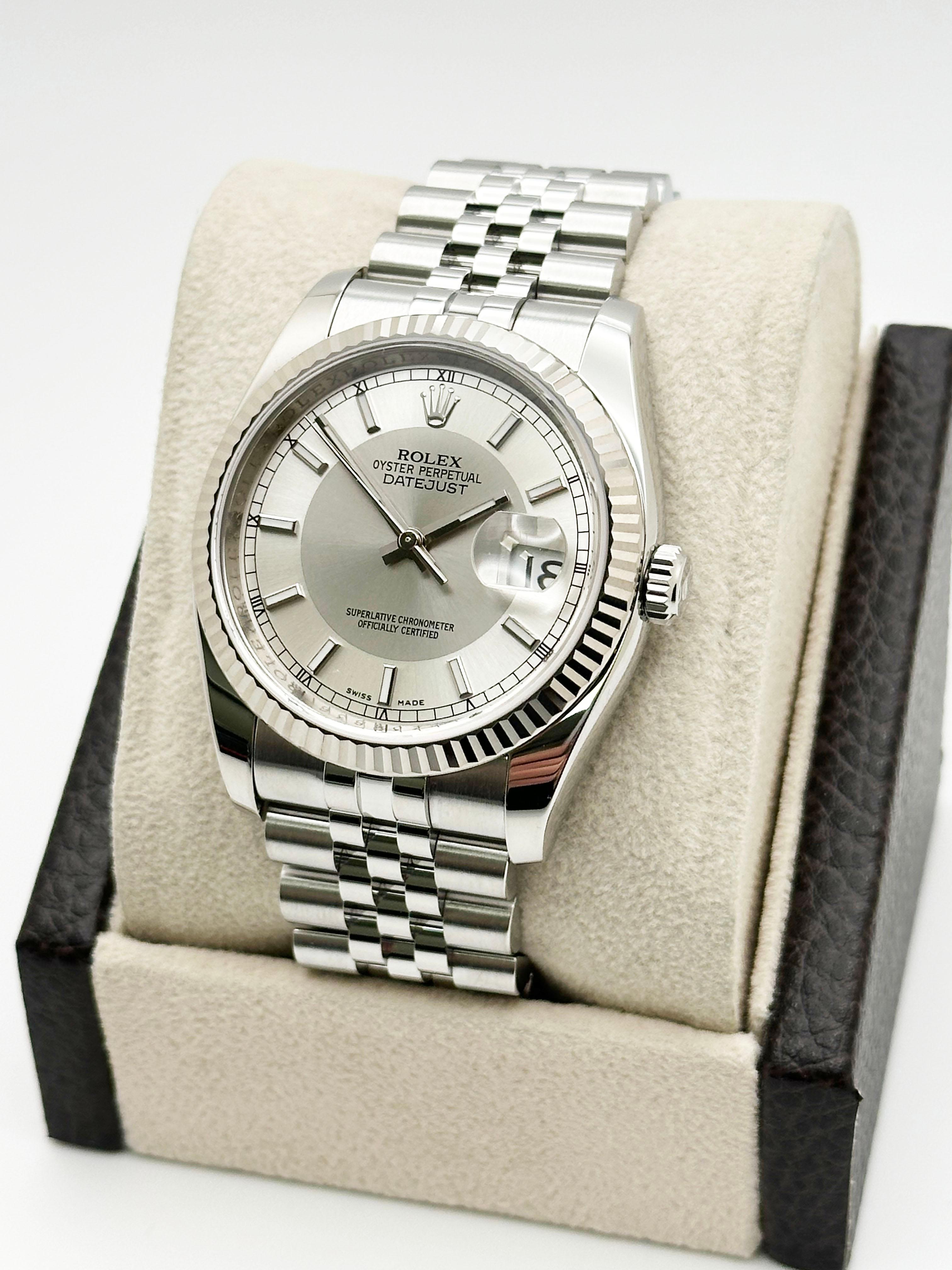Rolex Datejust 116234 Silver Concentric Dial Stainless Steel Box Paper Jubilee For Sale 3
