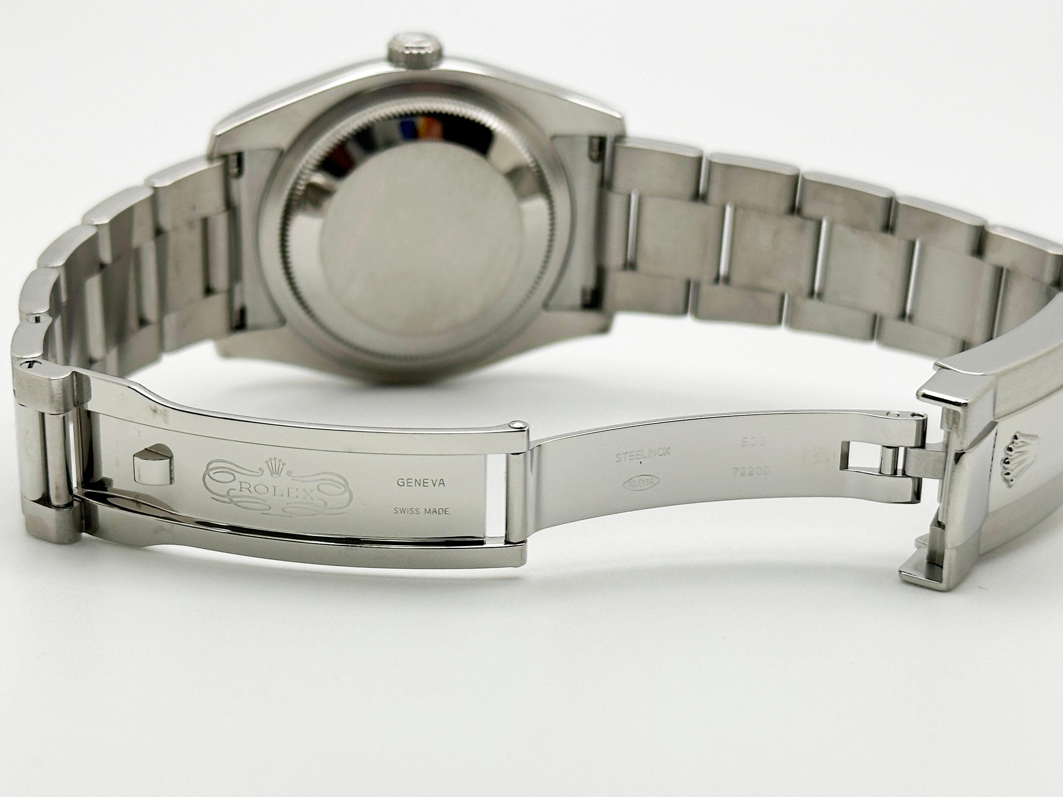 Rolex Datejust 116234 Silber Zifferblatt Edelstahl Box Papier 36mm im Angebot 3