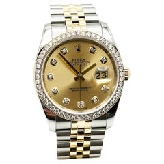Rolex Datejust 116243 Champagne Diamond Dial and Bezel 18K Gold Steel Box Paper