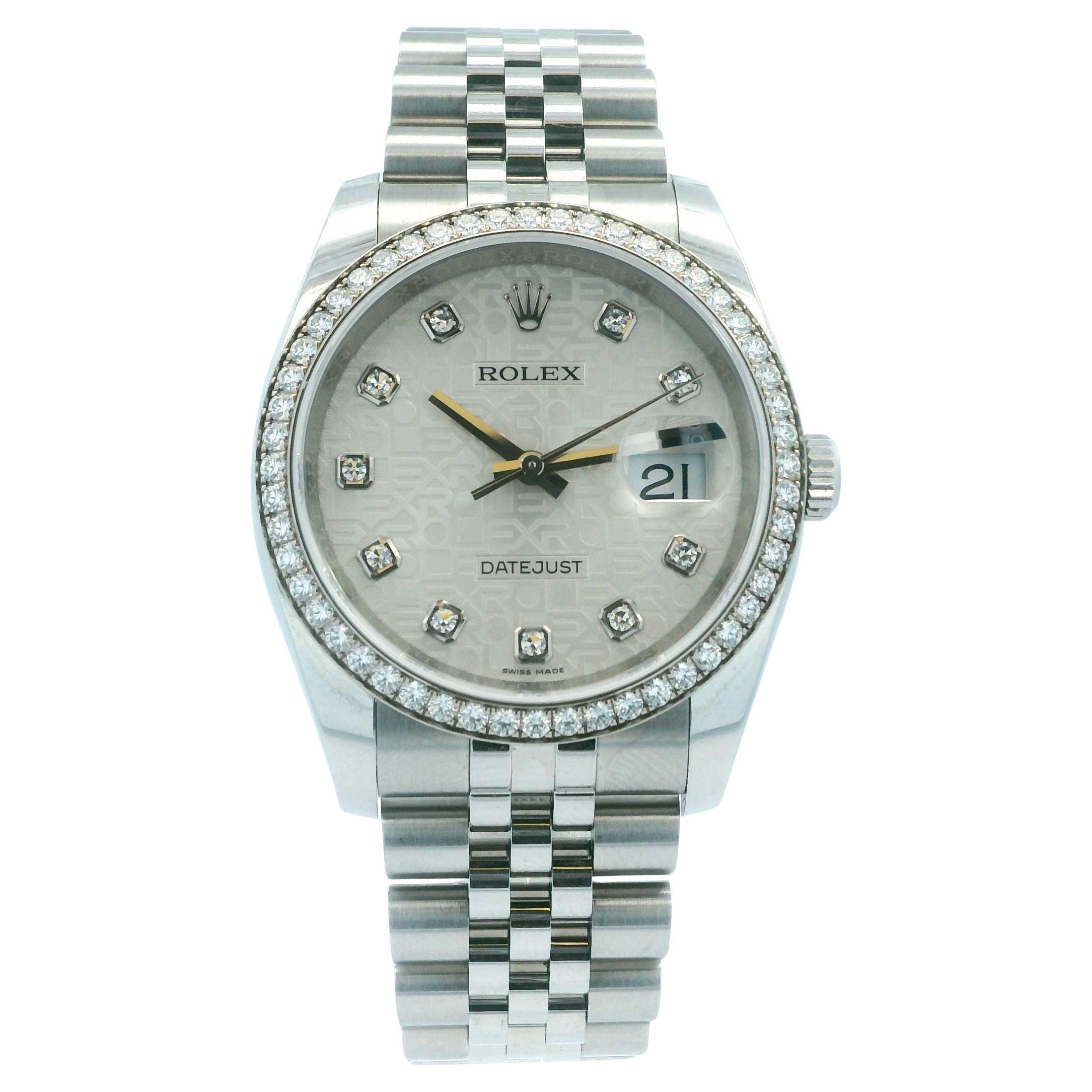 Rolex Datejust 116244 Silver-Anniversary Diamond Dial Box & Papers