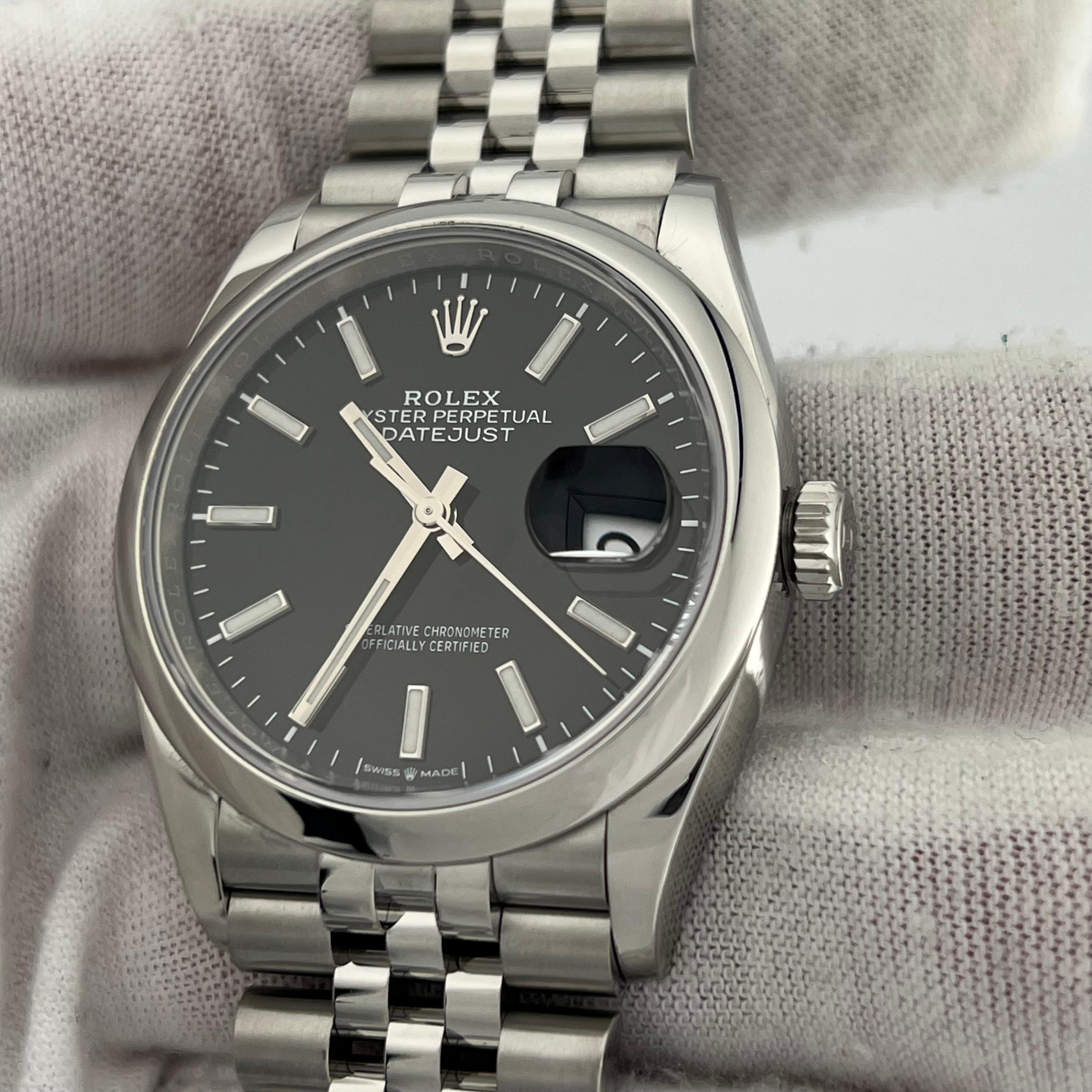 Men's Rolex Datejust 126200 36mm Black Dial Stainless Steel Jubilee Box Paper 2020 For Sale