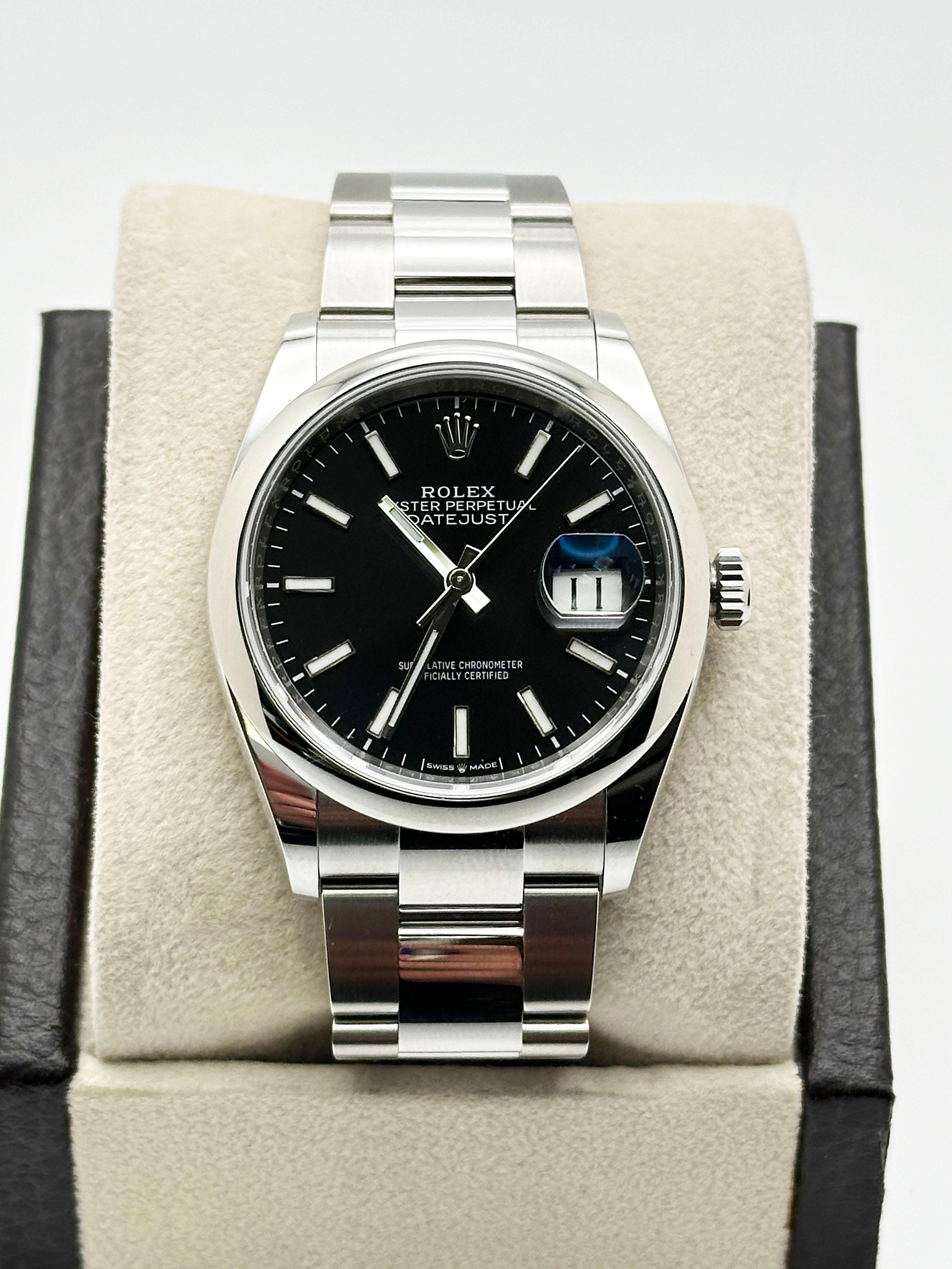Rolex Datejust 126200 Black Dial Stainless Steel 36mm Box Paper 2021 For Sale 1