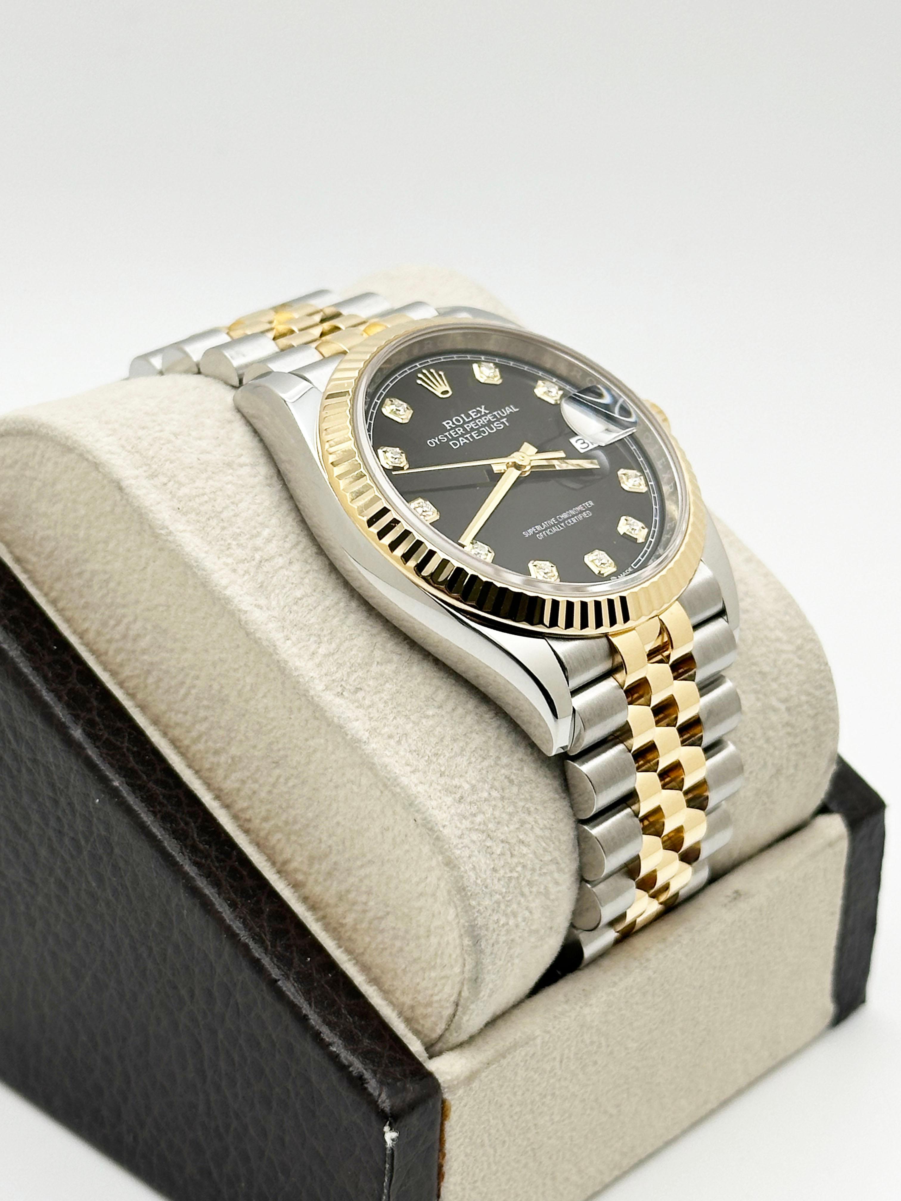 Rolex Datejust 126233 36mm Black Diamond Dial 18K Gold Steel Box Paper 2023 1