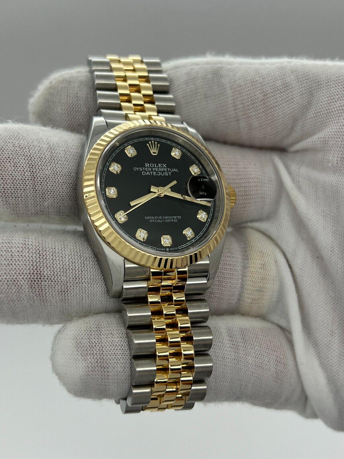 Rolex Datejust 126233 Esfera Diamante Negro Oro Amarillo 18K Caja Acero Papel en venta 2