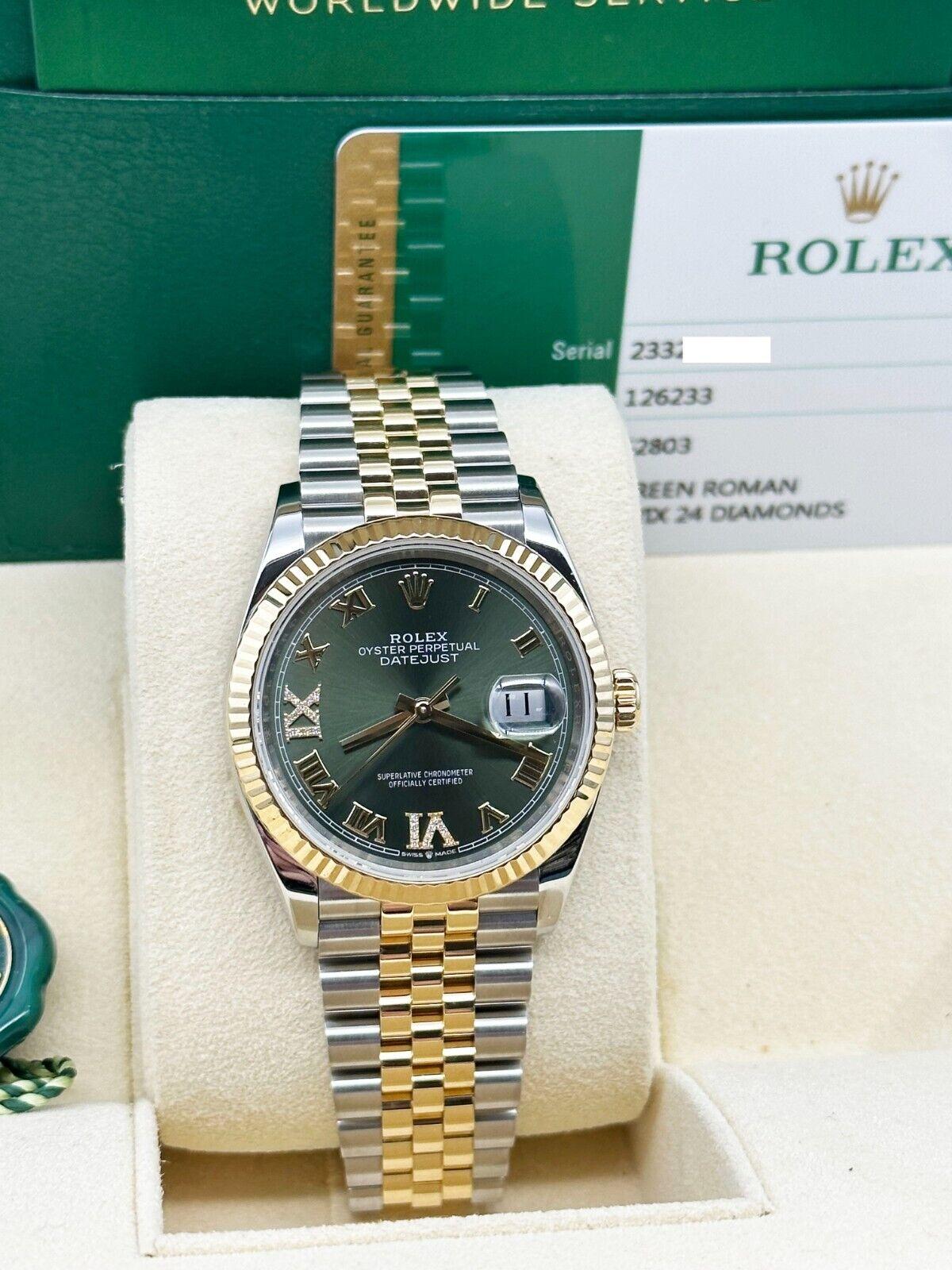 Rolex Datejust 126233 Olive Green Roman Diamond Dial 18K Gold & Steel Box Paper 4
