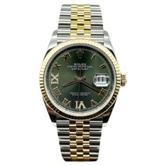 Rolex Datejust 126233 Olivgrünes römisches Diamant-Zifferblatt 18K Gold & Stahl Box Papier