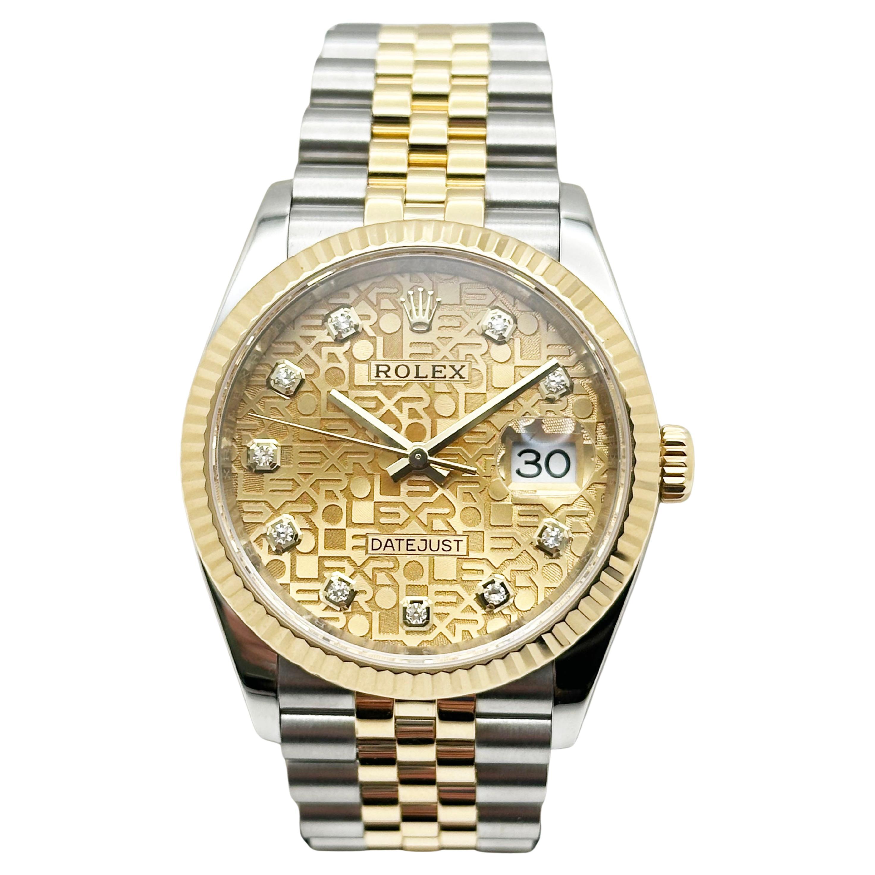 Rolex Datejust 126233 Jubilee Quadrante di diamanti Oro giallo 18 carati Scatola di carta inossidabile