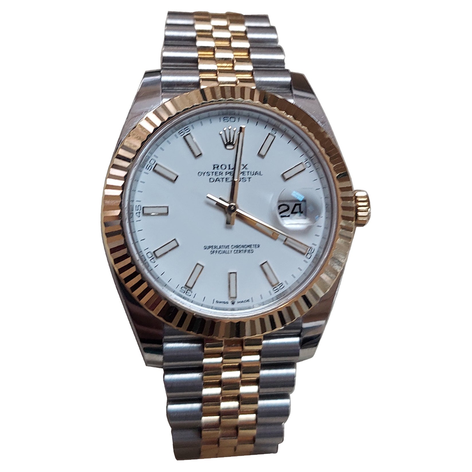 Rolex Datejust 126233 Weißer geriffelter, geriffelter Jubiläum im Angebot