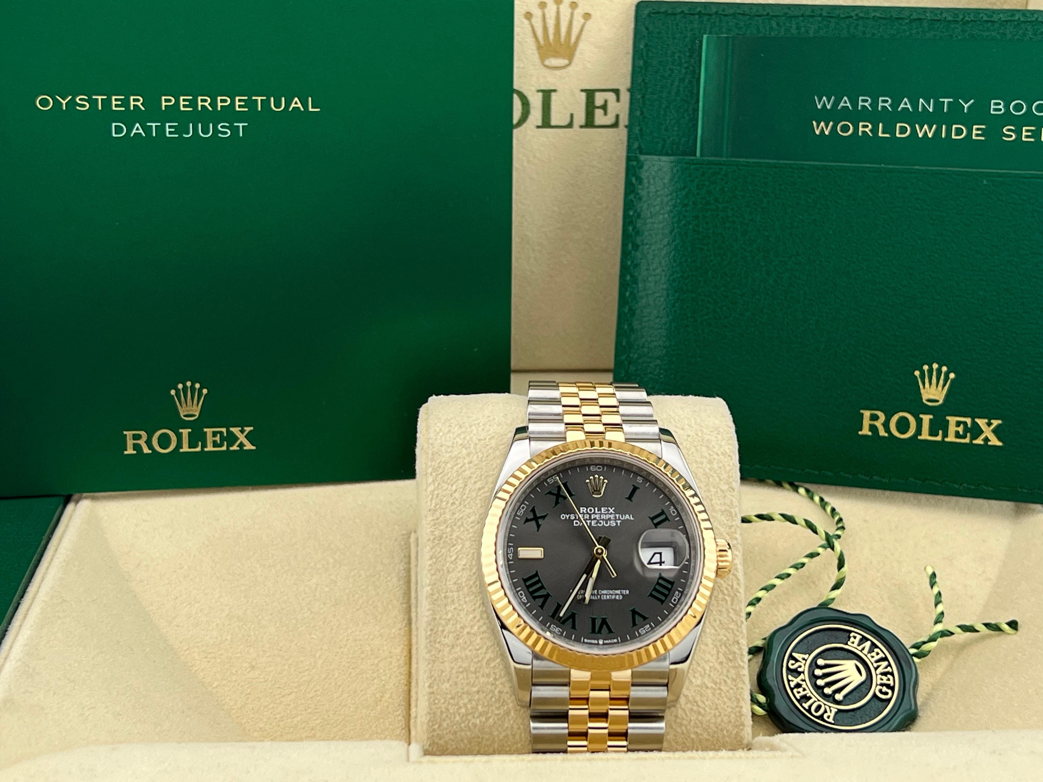 Style Number: 126233



Serial: 4LK47***



Year: 2021

 

Model: Rolex Datejust 

 

Case Material: Stainless Steel 

 

Band: 18K Yellow Gold & Stainless Steel 

  

Bezel: 18K Yellow Gold 

  

Dial: Wimbledon Dial

 

Face: Sapphire Crystal 


