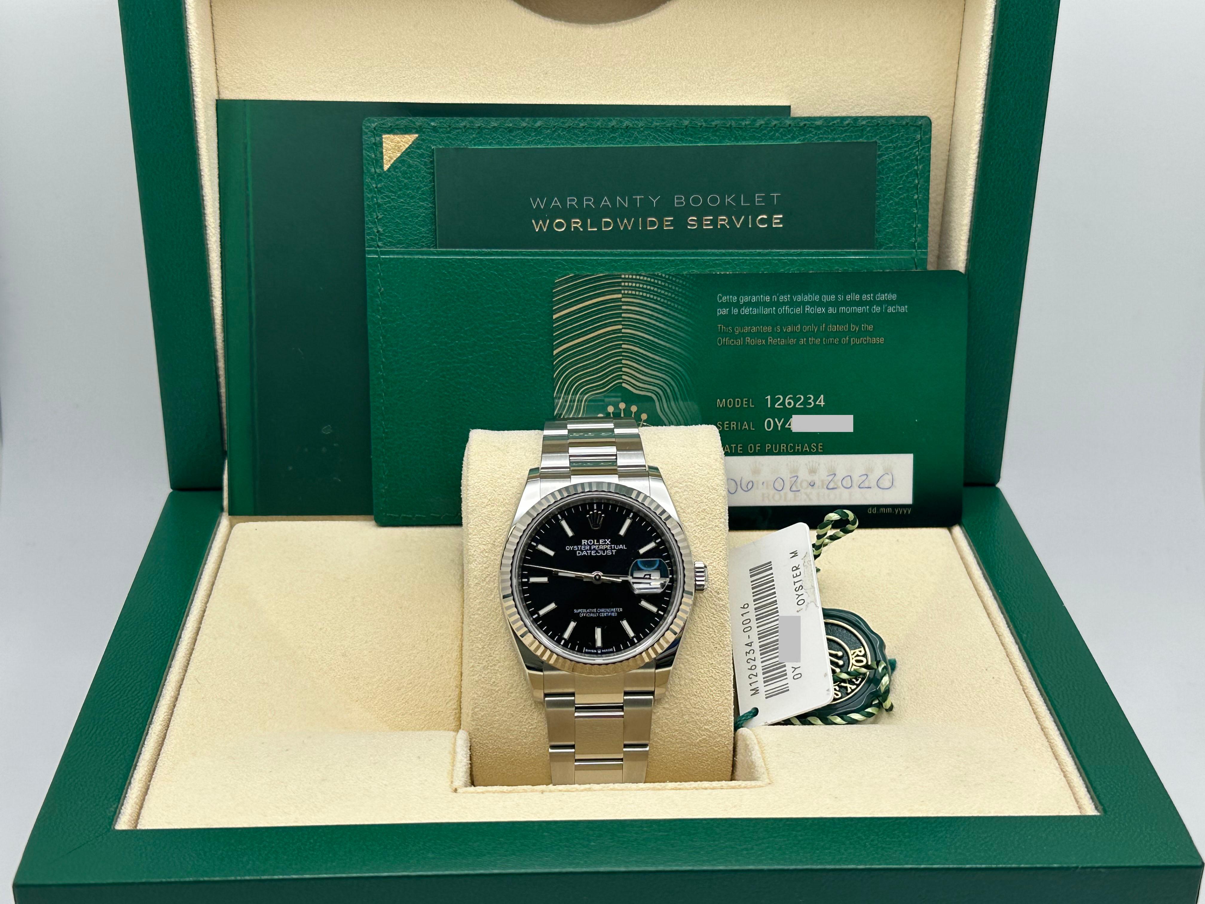 Rolex Datejust 126234 Black Dial Stainless Steel 18K Gold Bezel Box Paper 36mm in vendita 4