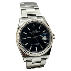 Rolex Datejust 126234 Black Dial Stainless Steel 18K Gold Bezel Box Paper 36mm