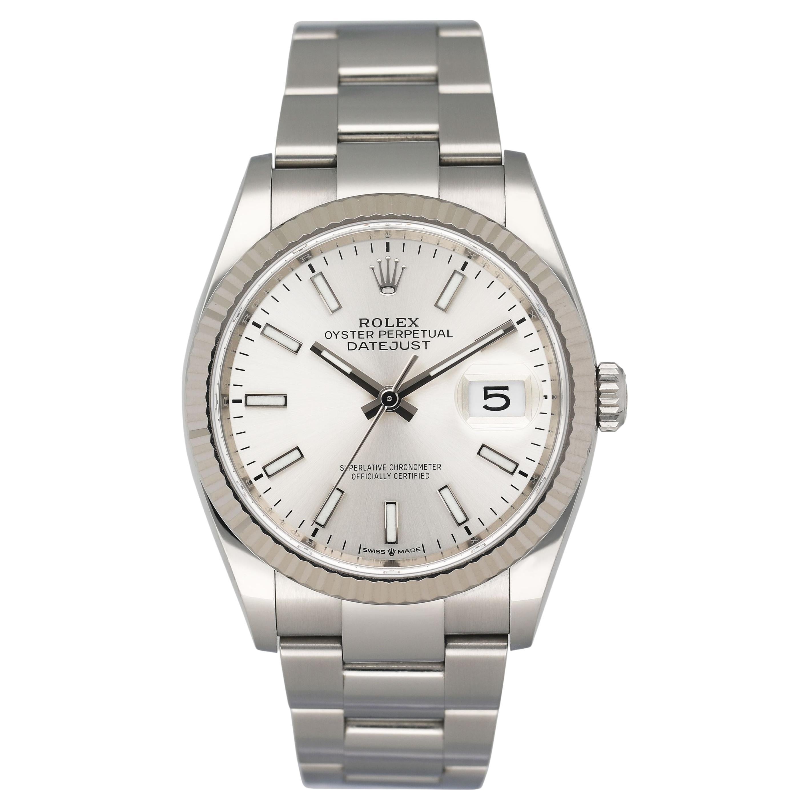 Rolex Datejust 126234 Silver Dial Mens Watch Box Papers in vendita