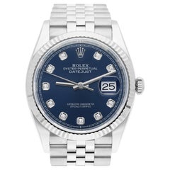 Rolex Montre Datejust 126234 en acier avec cadran bleu de 36 mm et diamants