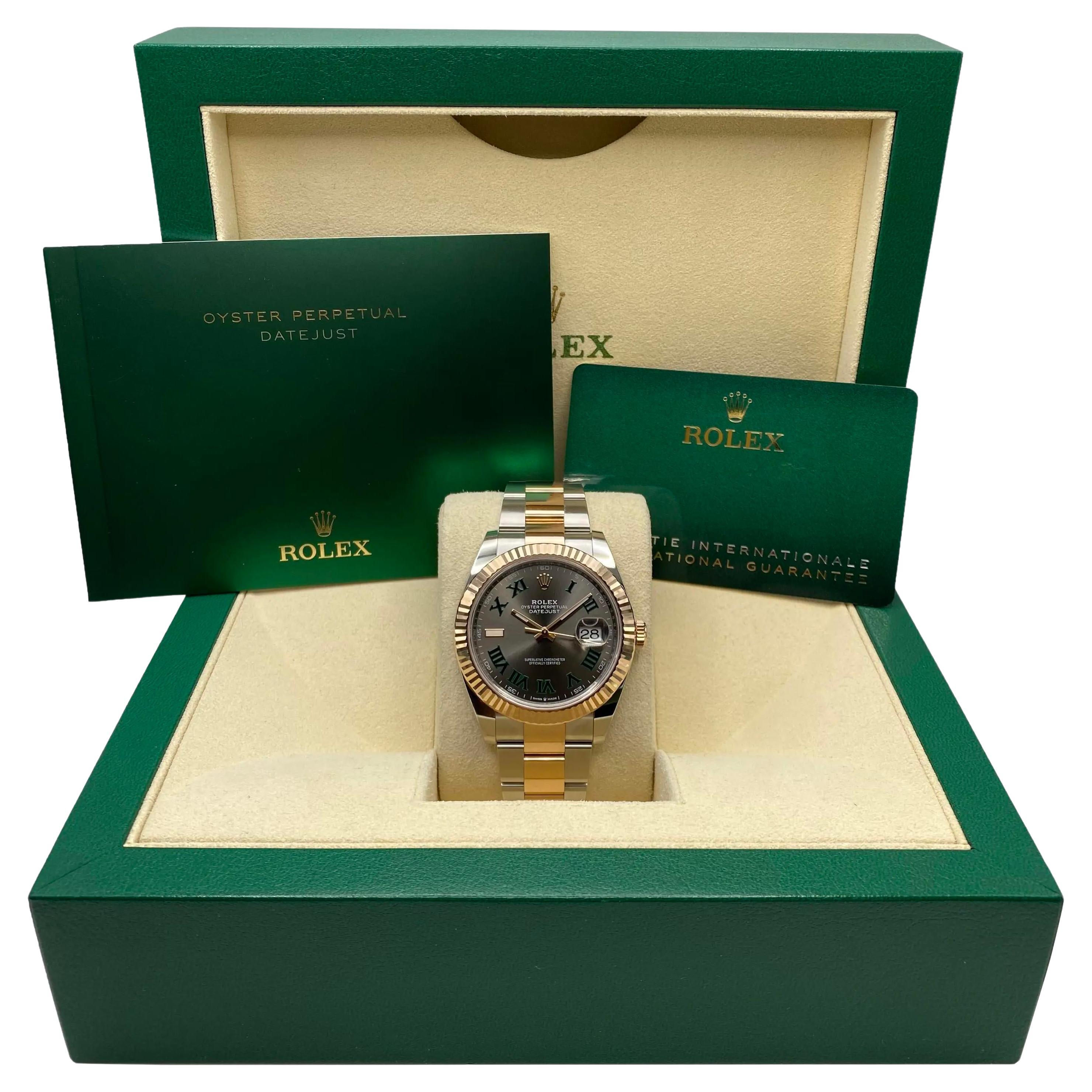 Rolex Datejust 126331 Steel 18K Rose Gold Wimbledon Roman Dial Watch Box Papers For Sale