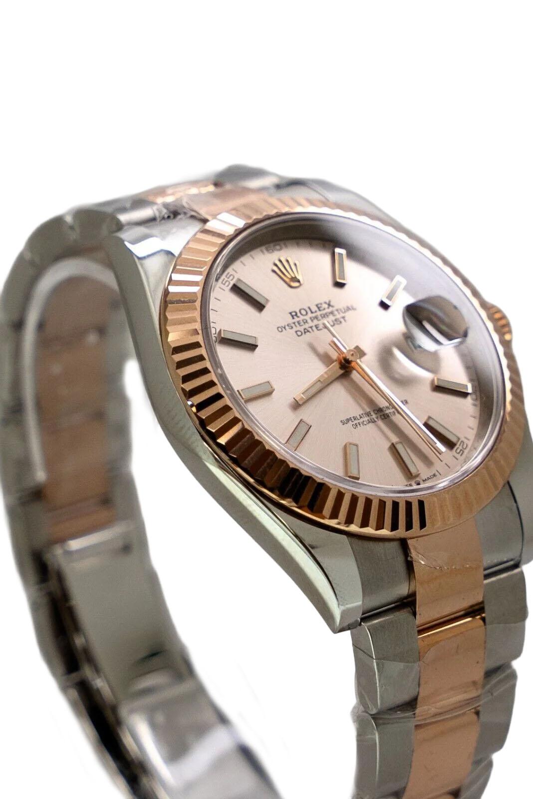 Empire Rolex Datejust 126331 Sundust Rose Steel Oyster Fluted 41mm Watch For Sale