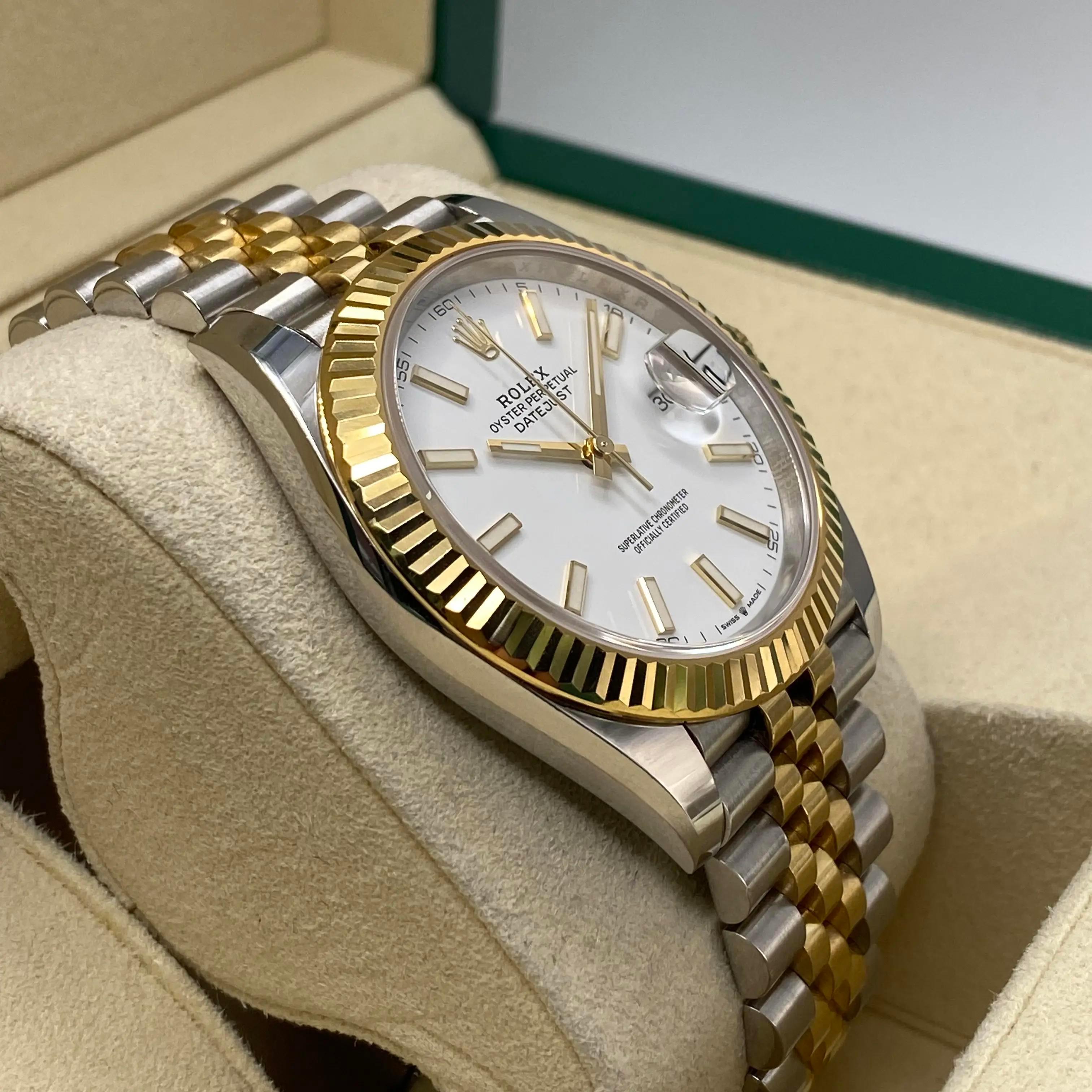 Rolex Datejust 126333 Steel 18K Yellow Gold White Dial Automatic Watch B&P For Sale 1