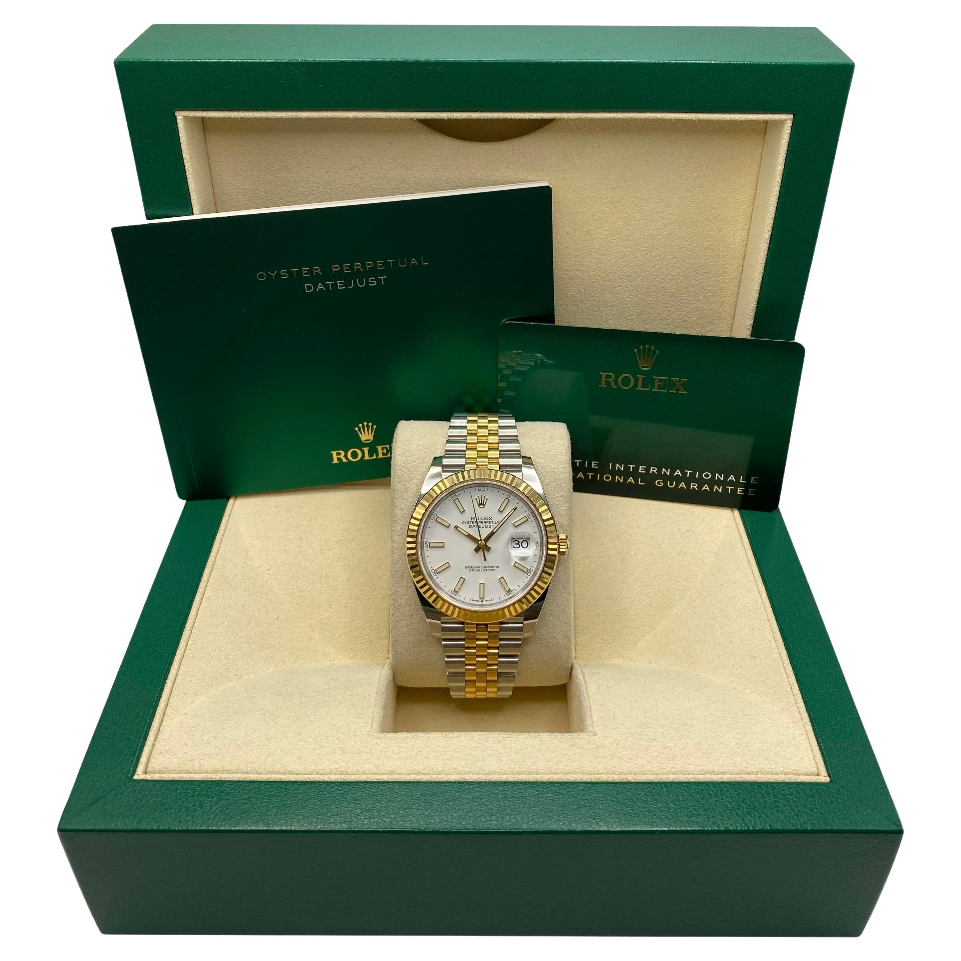 Rolex Datejust 126333 41mm Steel 18K Yellow Gold White Dial Automatic Watch B&P