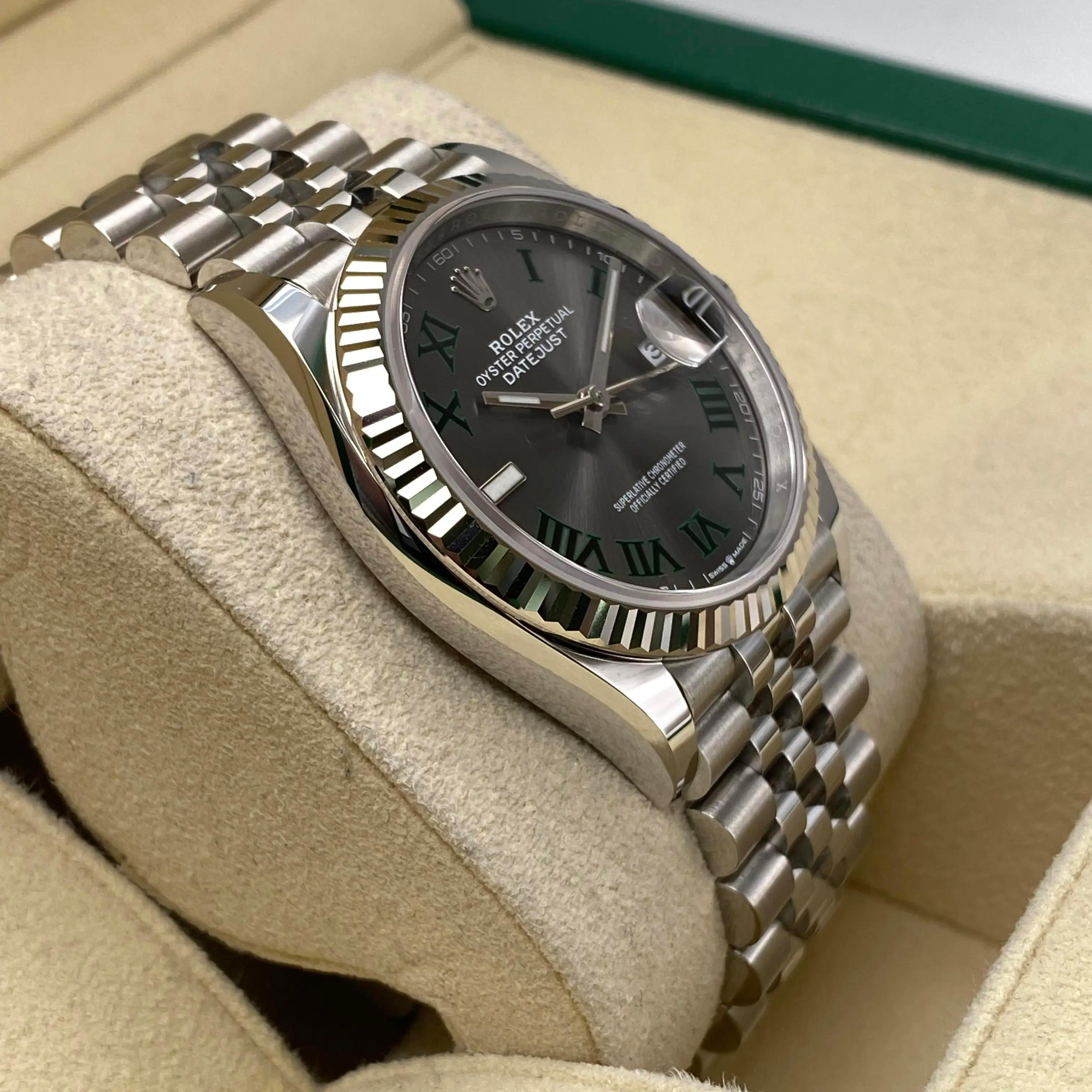 Rolex Datejust 126334 41mm Stahl Jubilee Wimbledon Zifferblatt Uhrenkasten Papier Herren im Angebot