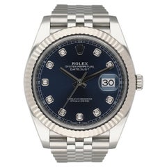 Rolex Datejust 126334 Blue Dial Diamond Men's Watch Box & Papers