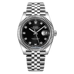 Used Rolex Datejust 126334 Fluted Bezel Black Dial Diamond Jubilee Band Watch