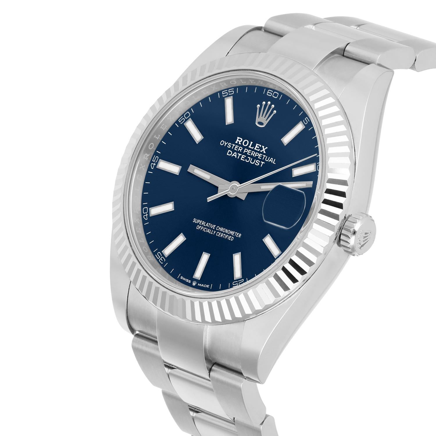 Men's Rolex Datejust 126334 Stainless Steel 41mm Blue Index Dial Complete MINT 2021 For Sale