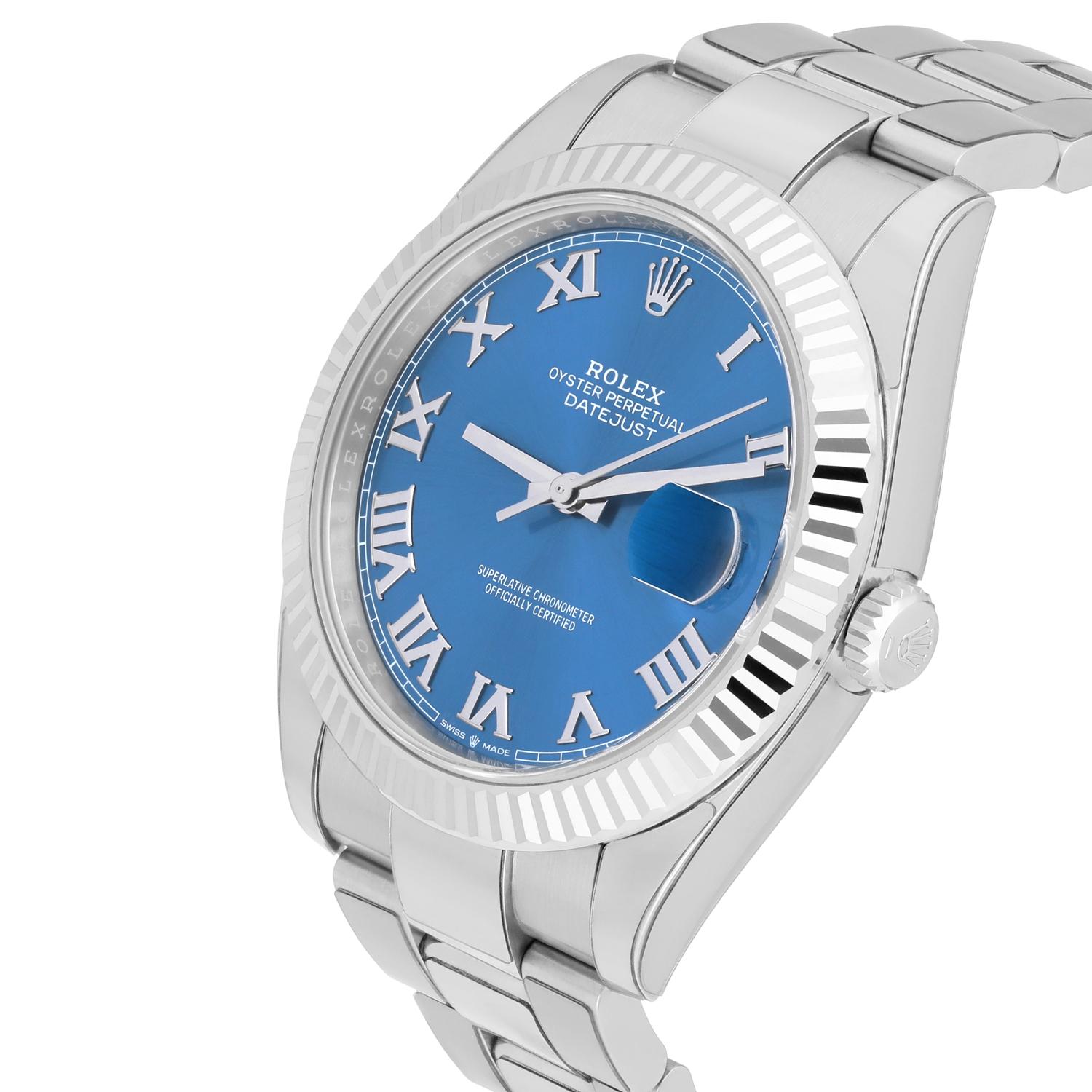 Rolex Datejust 126334 Edelstahl 41mm Blaues römisches Zifferblatt komplett MINT 2021 (Moderne)