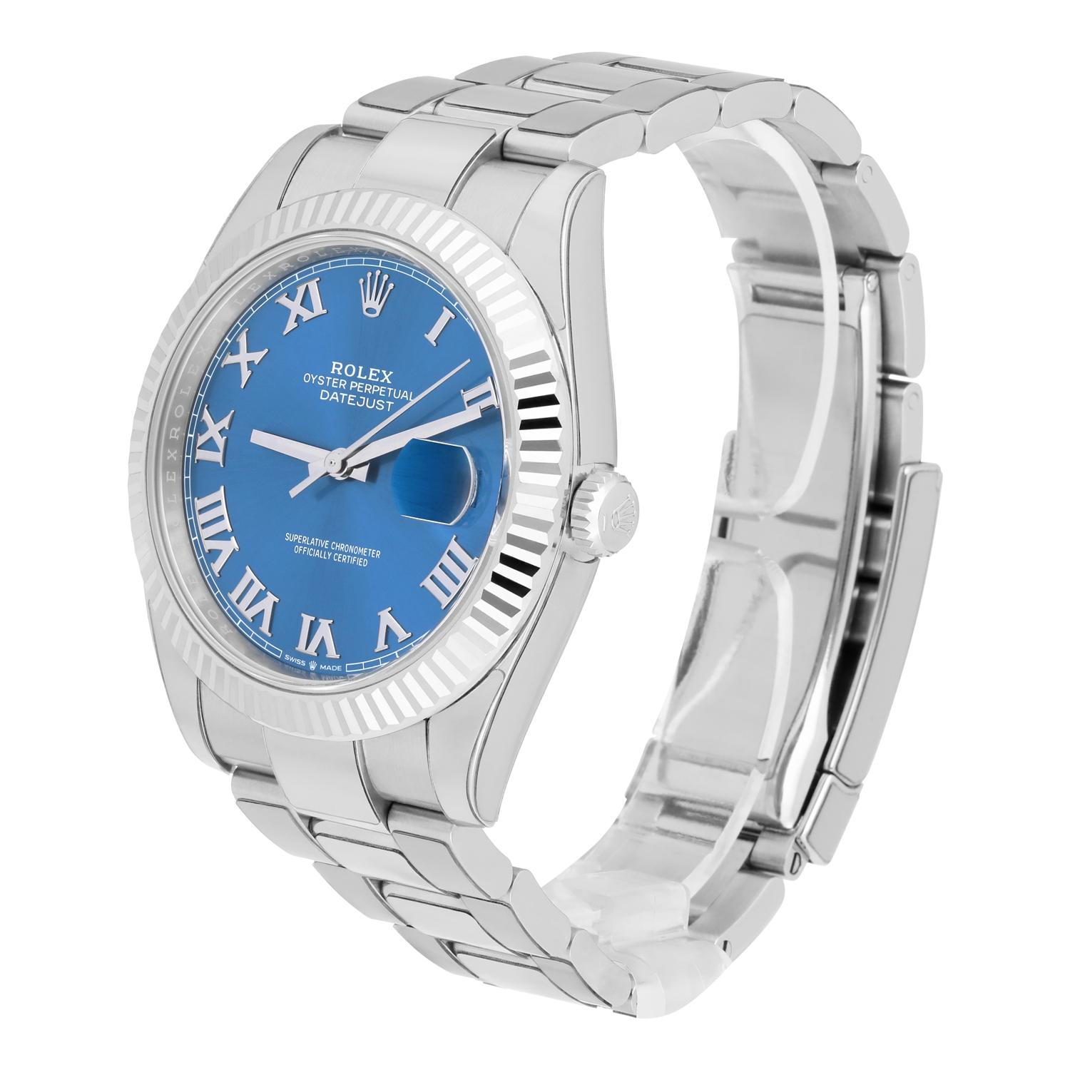Rolex Datejust 126334 Edelstahl 41mm Blaues römisches Zifferblatt komplett MINT 2021 im Zustand „Neu“ in New York, NY
