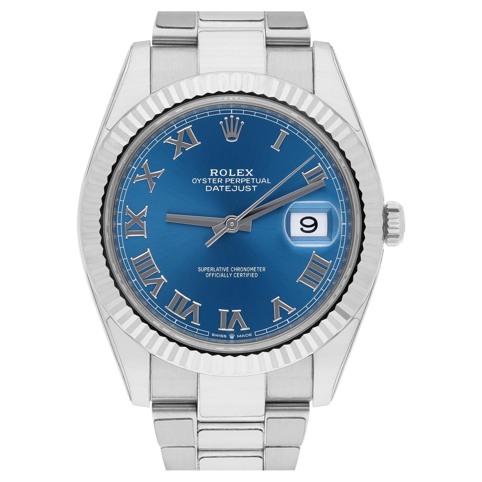 Rolex Datejust 126334 Stainless Steel 41mm Blue Roman Dial Complete MINT 2021 For Sale