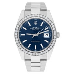 Rolex Datejust 126334 Edelstahl Oyster 41mm Blaues Index Zifferblatt Diamant-Lünette