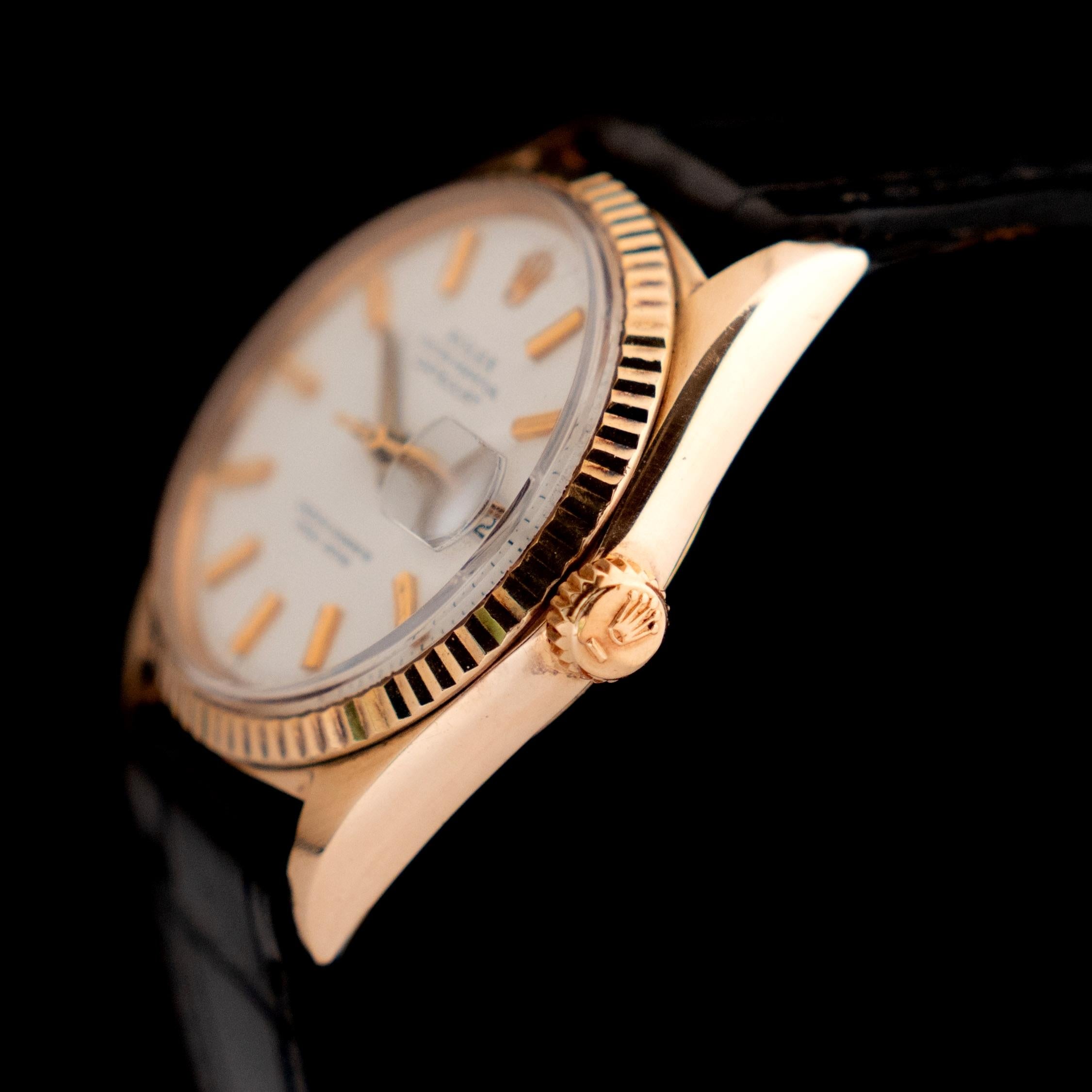 Rolex Datejust 14K YG Gelbgold Weißes Zifferblatt 1601 Automatikuhr, 1964 für Damen oder Herren im Angebot