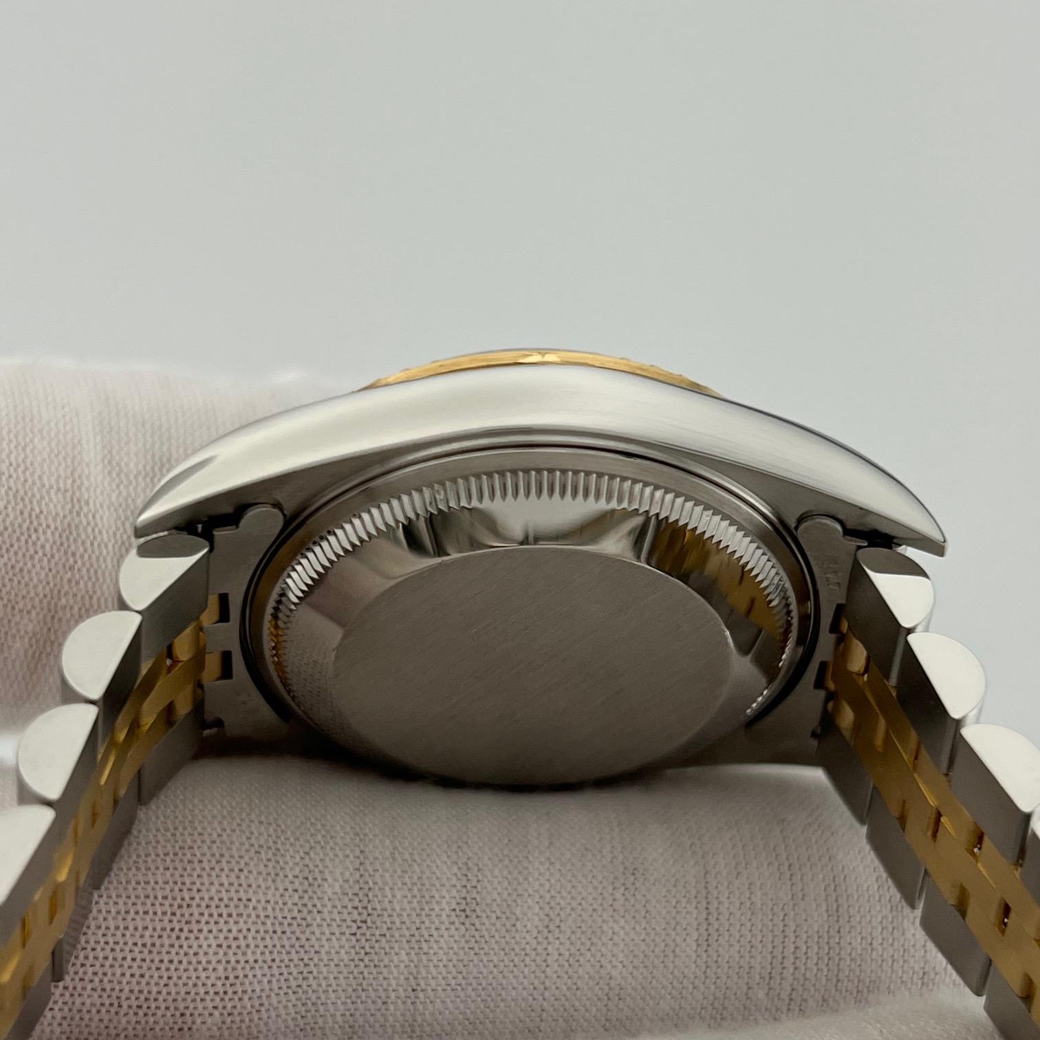 Rolex Datejust 15223 34mm Cadran bleu Or 18k Acier inoxydable Jubilee Box Papers Bon état - En vente à San Diego, CA