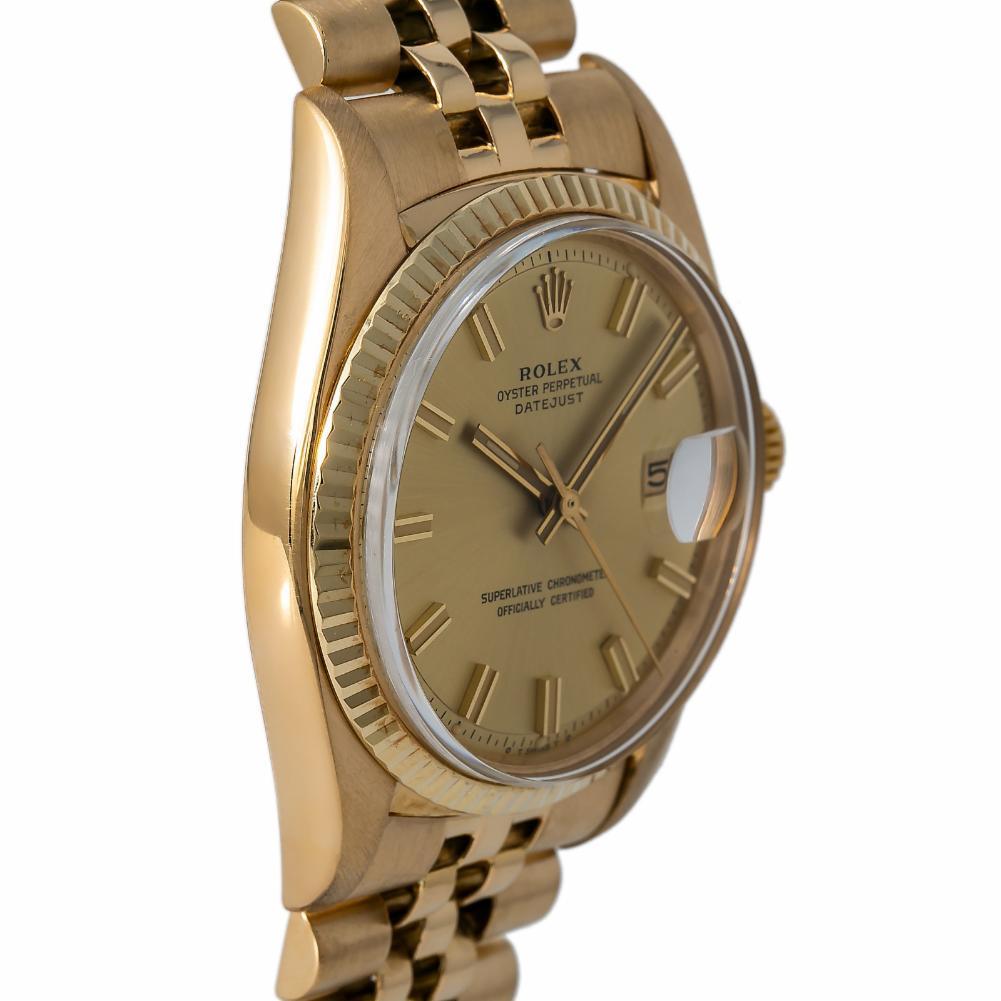 Rolex Datejust 1600, Gold Dial, Certified and Warranty In Good Condition In Miami, FL