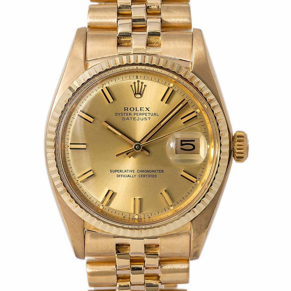 Men's Rolex Datejust 1600, Gold Dial, Certified and Warranty