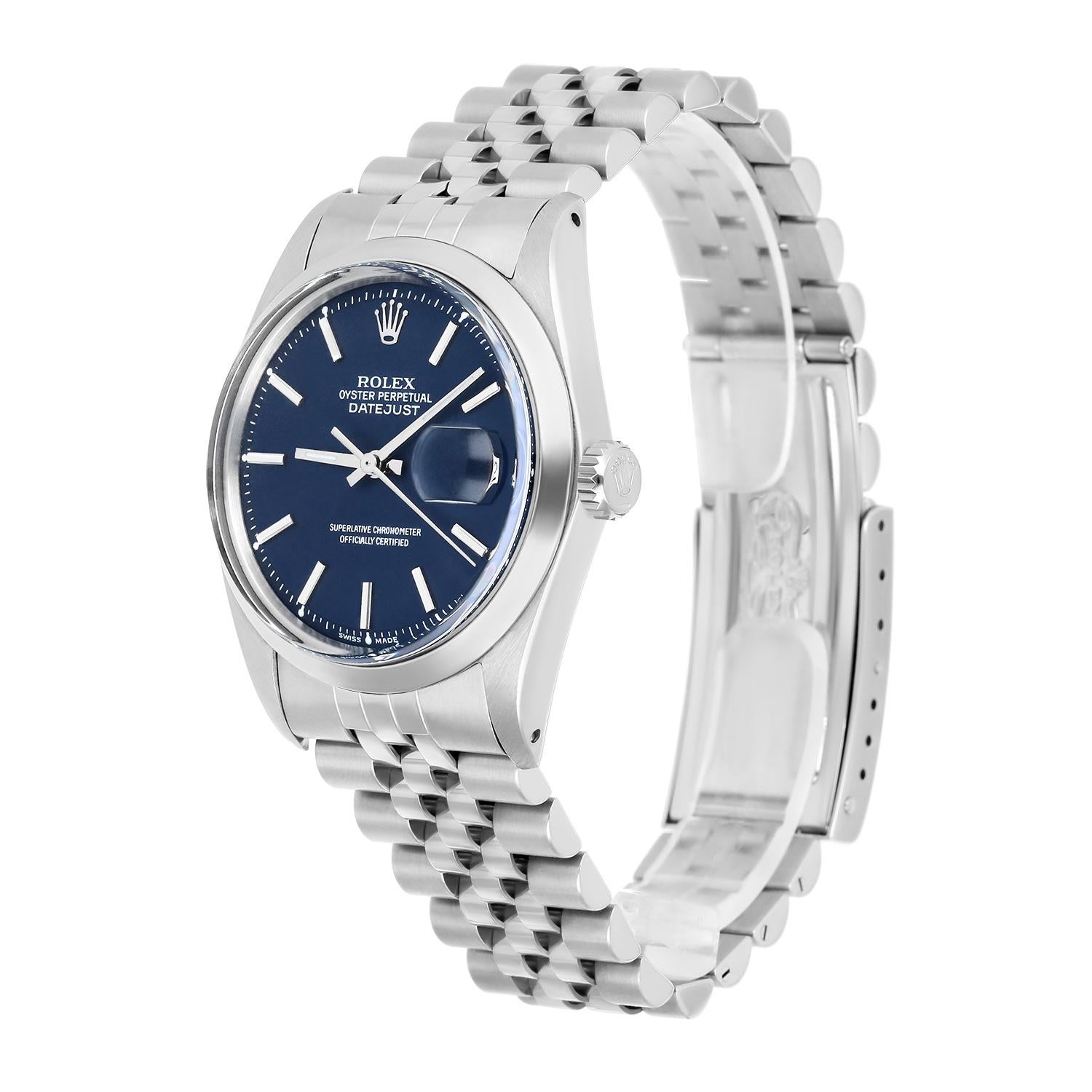Rolex Datejust 1600 Oyster Acciaio Raro Quadrante Blu Orologio Unisex 36mm 1