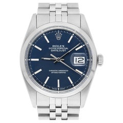 Rolex Datejust 1600 Oyster Acciaio Raro Quadrante Blu Orologio Unisex 36mm