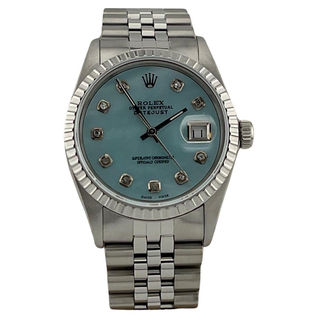 Rolex Datejust 16000 36mm Blu Madreperla Quadrante Diamante Acciaio Inox