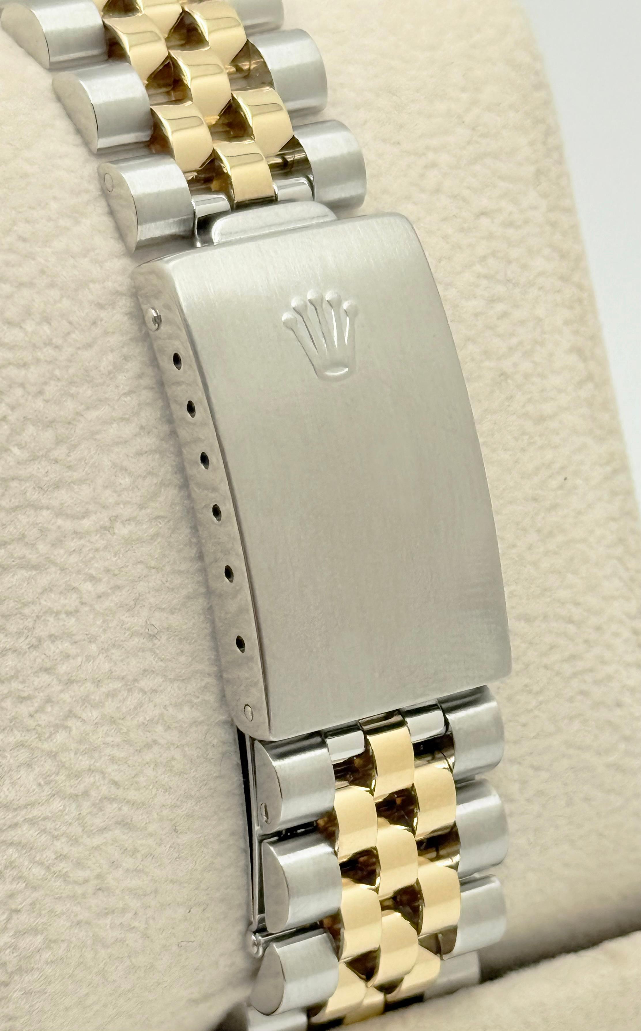 Rolex Datejust 16003 Quadrante nero ad arazzo Acciaio inossidabile oro giallo 18 carati 36 mm in vendita 2
