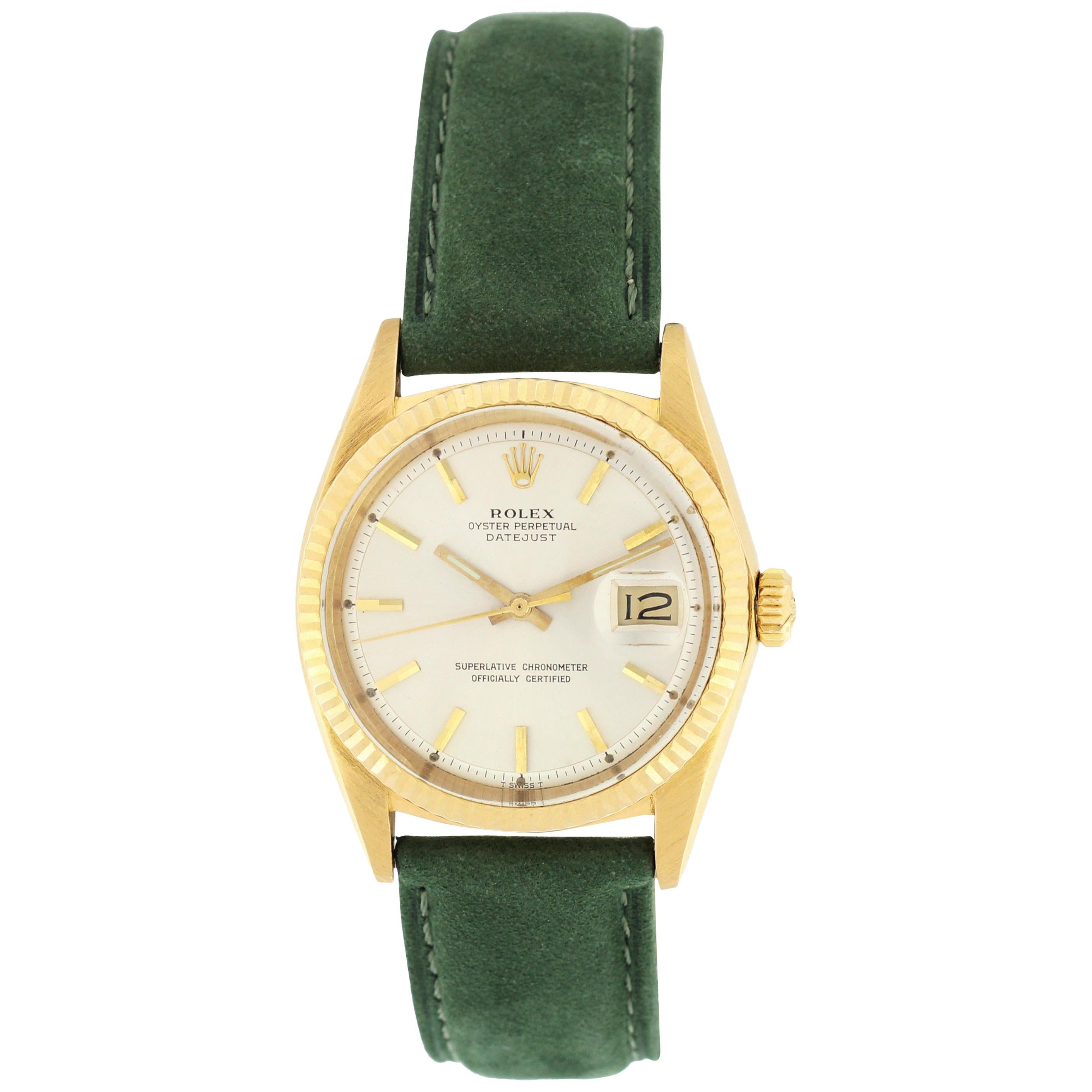 Rolex Datejust 1601 18 Karat Yellow Gold Vintage Watch For Sale