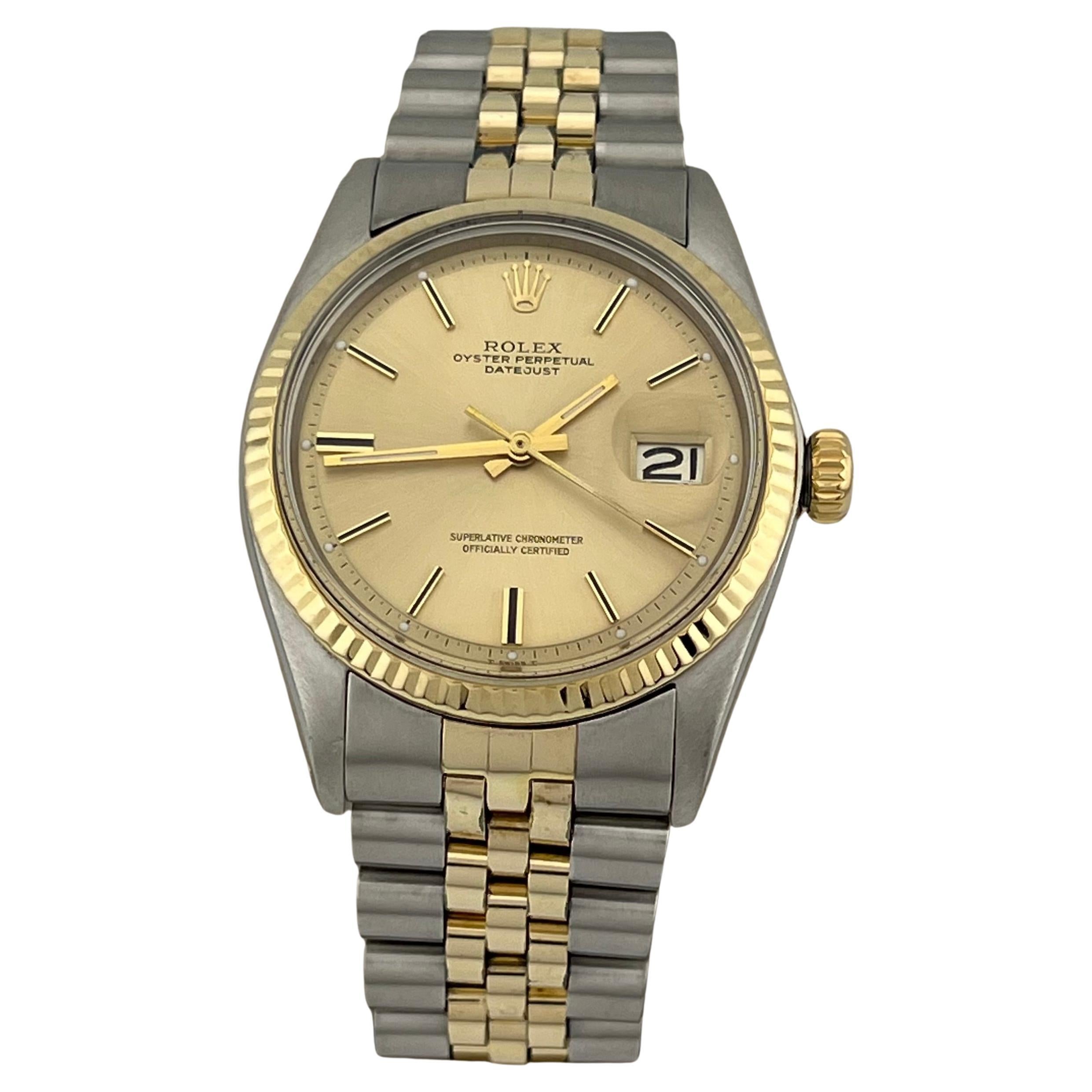 Rolex Datejust 1601 36mm Champagne Dial 14k Yellow Gold Stainless Steel Jubilee